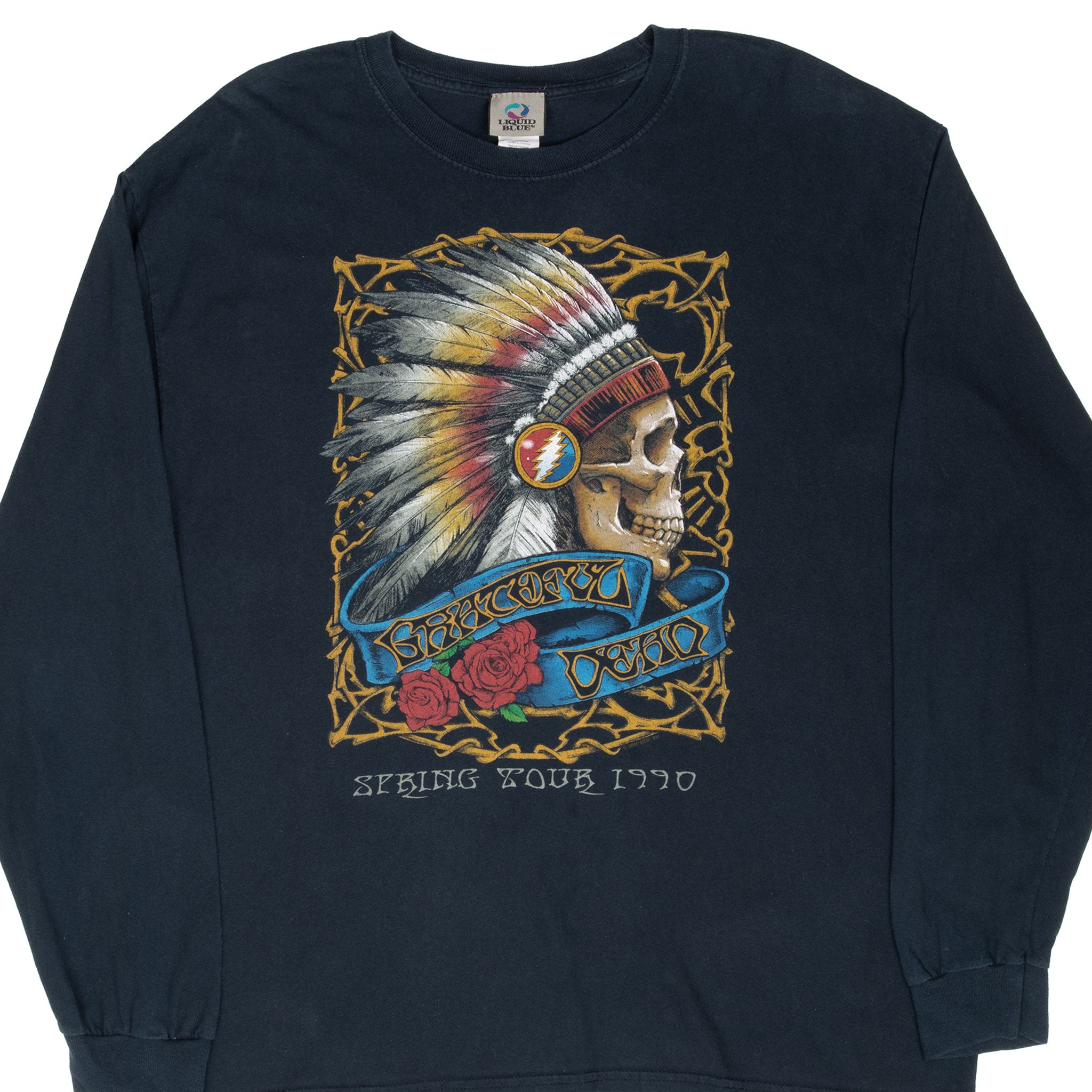 Vintage Grateful Dead Spring Tour 1990 Liquid Blue Long Sleeve Tee Shirt 2000 Size XL