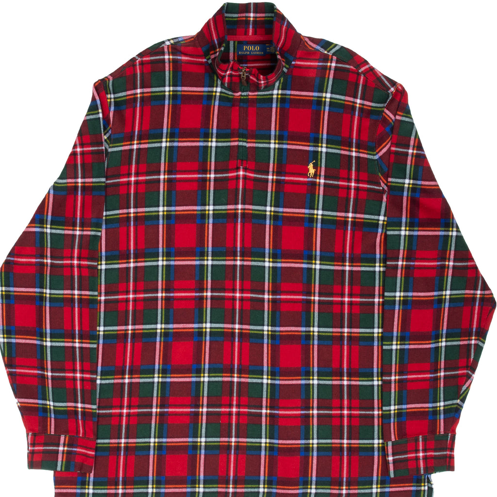 Vintage Polo Ralph Lauren Scottish Plaid Quarter 1/4 Zip Sweater Size 2XL