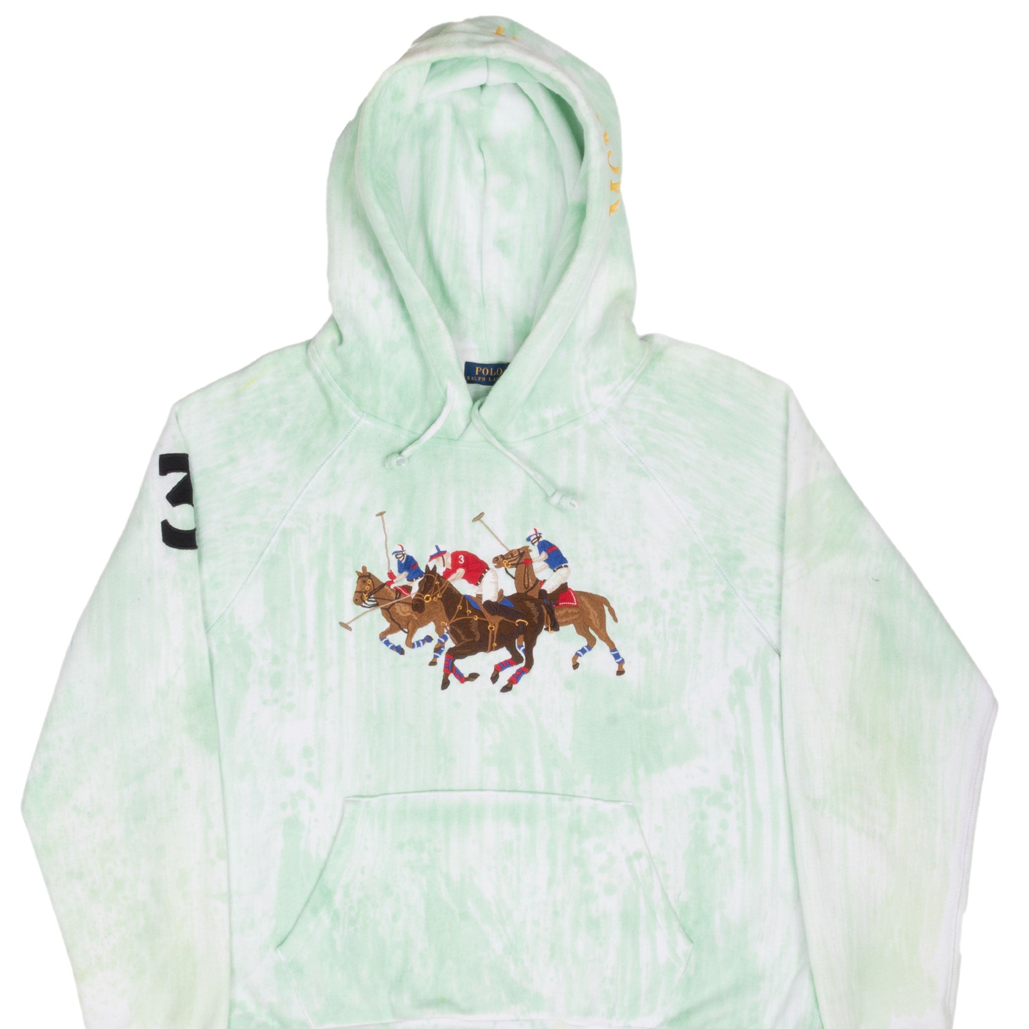 Vintage Ralph Lauren Polo Horses Embroidered Tie Dye Hoodie Sweatshirt Size XL