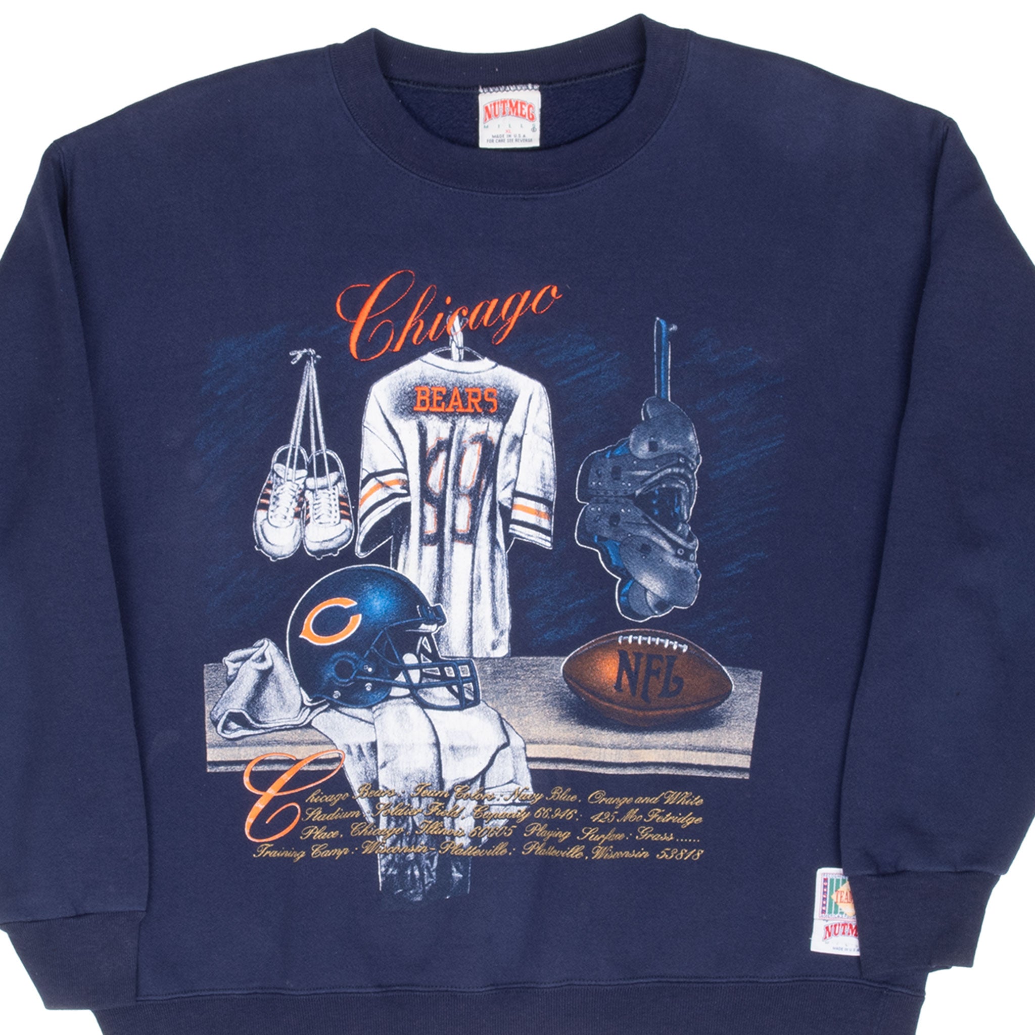 Vintage Nfl Chicago Bears Locker Room Sweatshirt 1990S Size XL Made In Usa