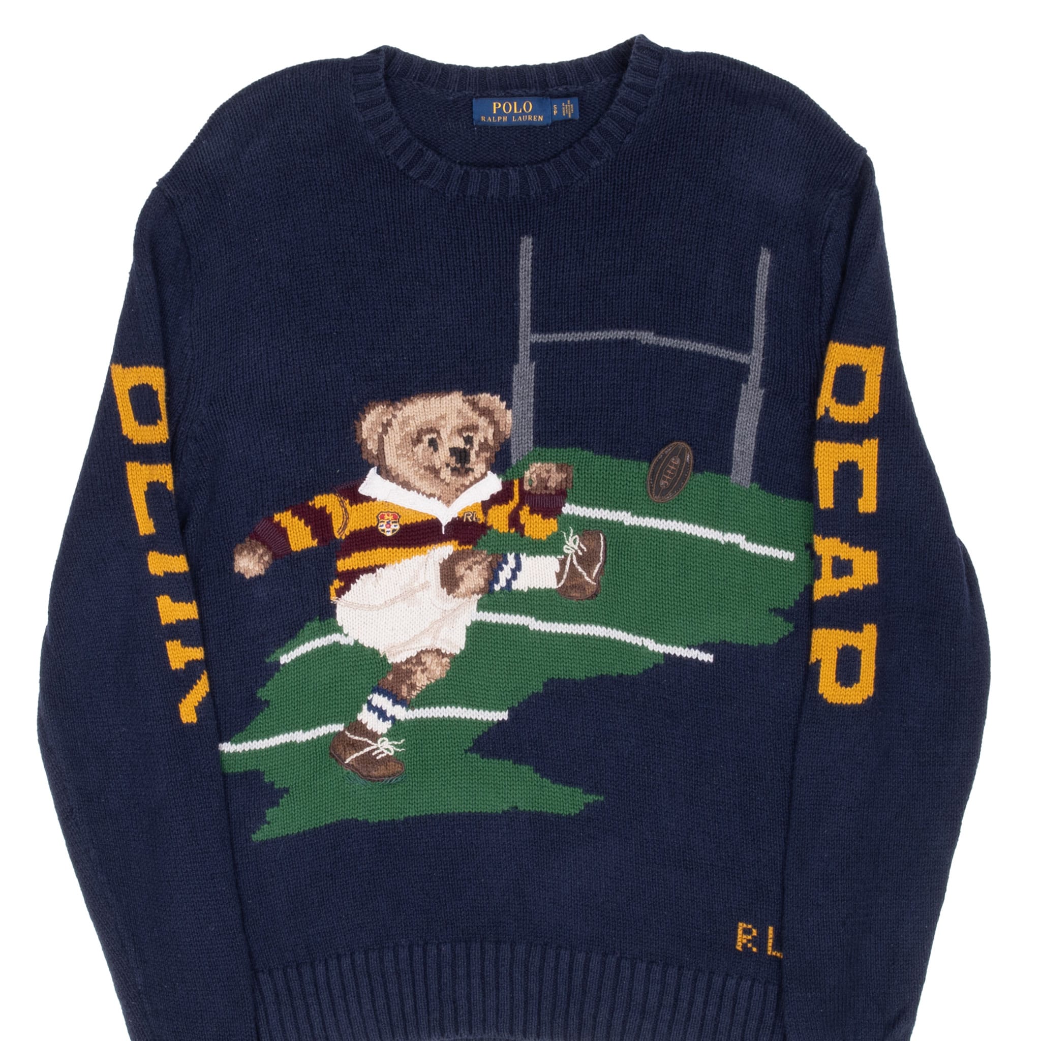 Vintage Ralph Lauren Polo Bear Rugby Knit Sweater Size Medium