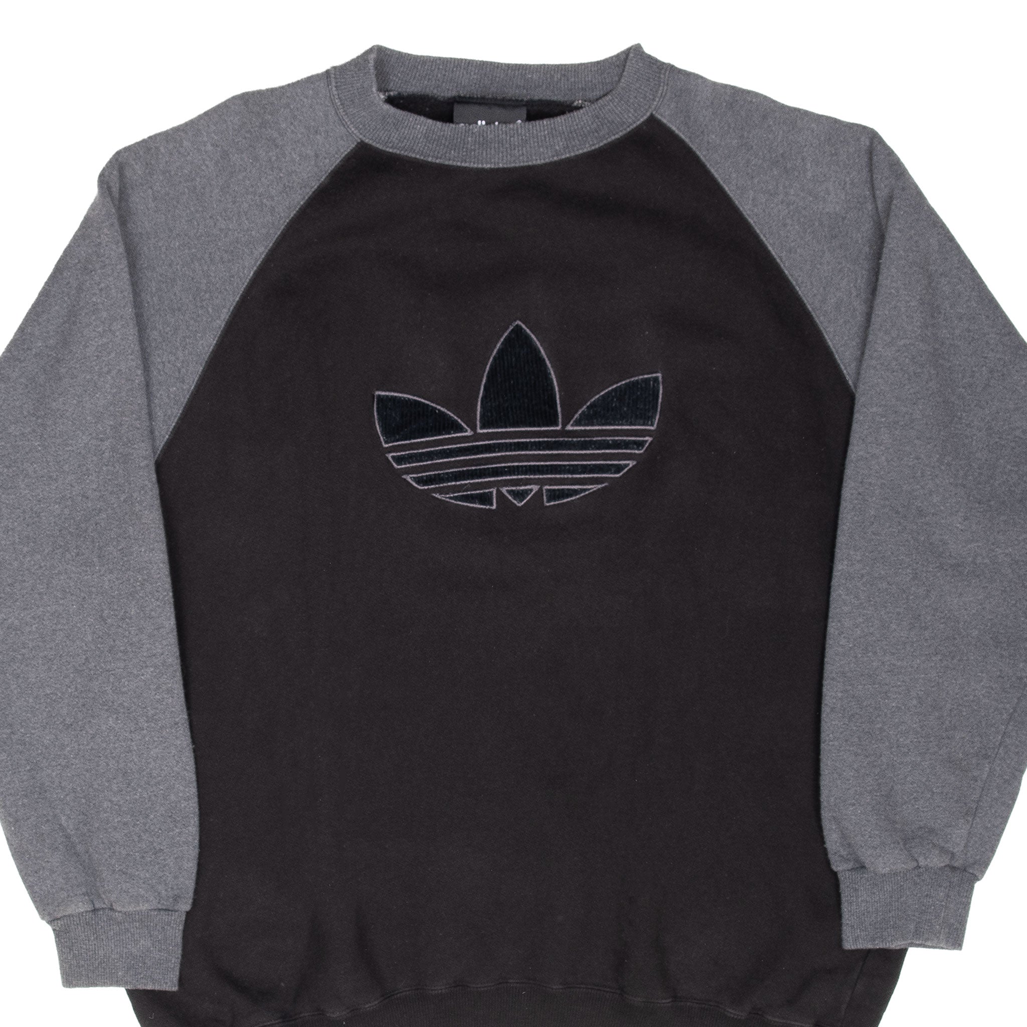 Vintage Adidas Corduroy Grey Black Crewneck Sweatshirt 1990S Size Large