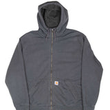 Vintage Carhartt Heavyweight Sherpa Lined Full Zip Grey Hoodie Sweatshirt Size 2XL