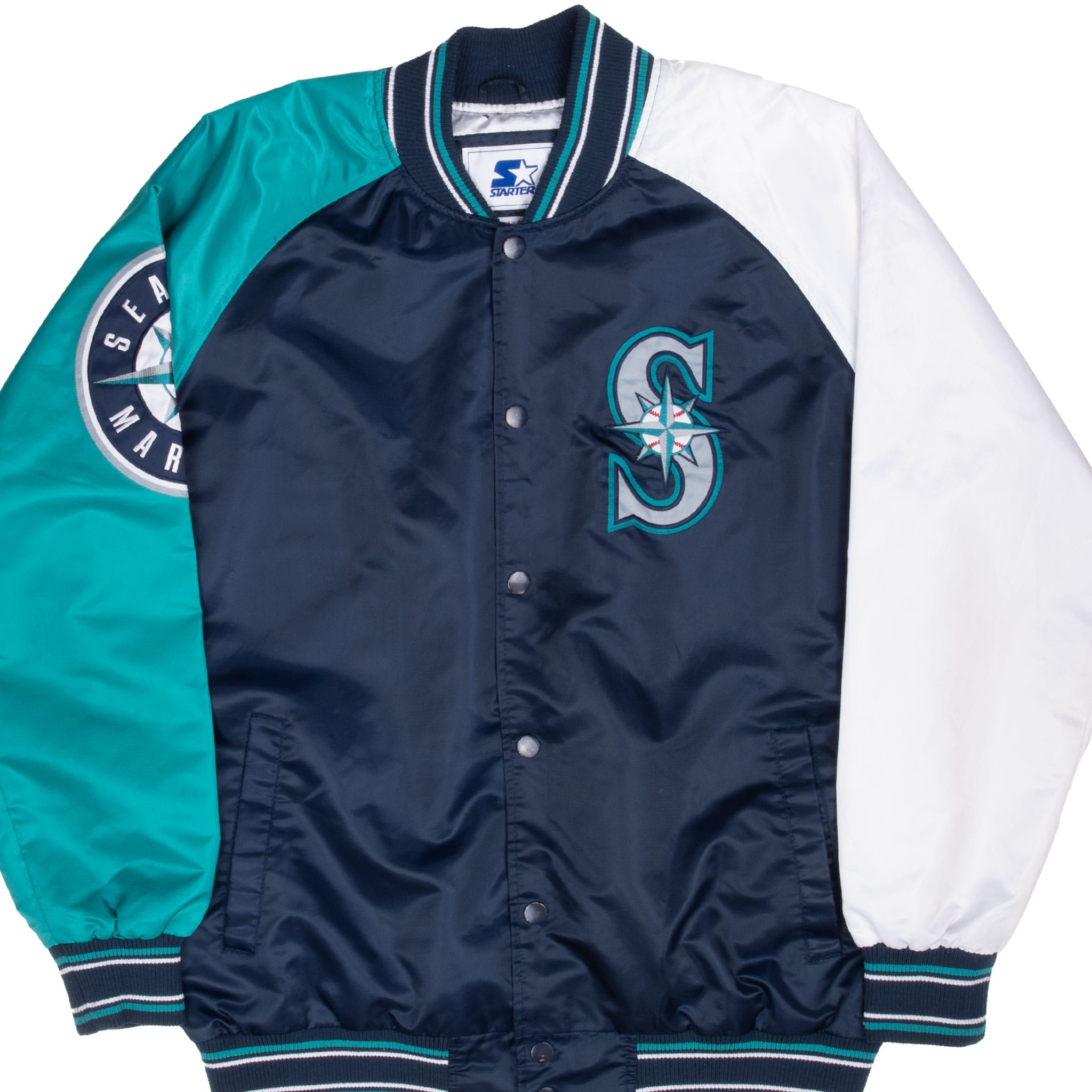 Vintage Mlb Seattle Mariners Starter Satin Bomber Jacket 1990S Size 2XL