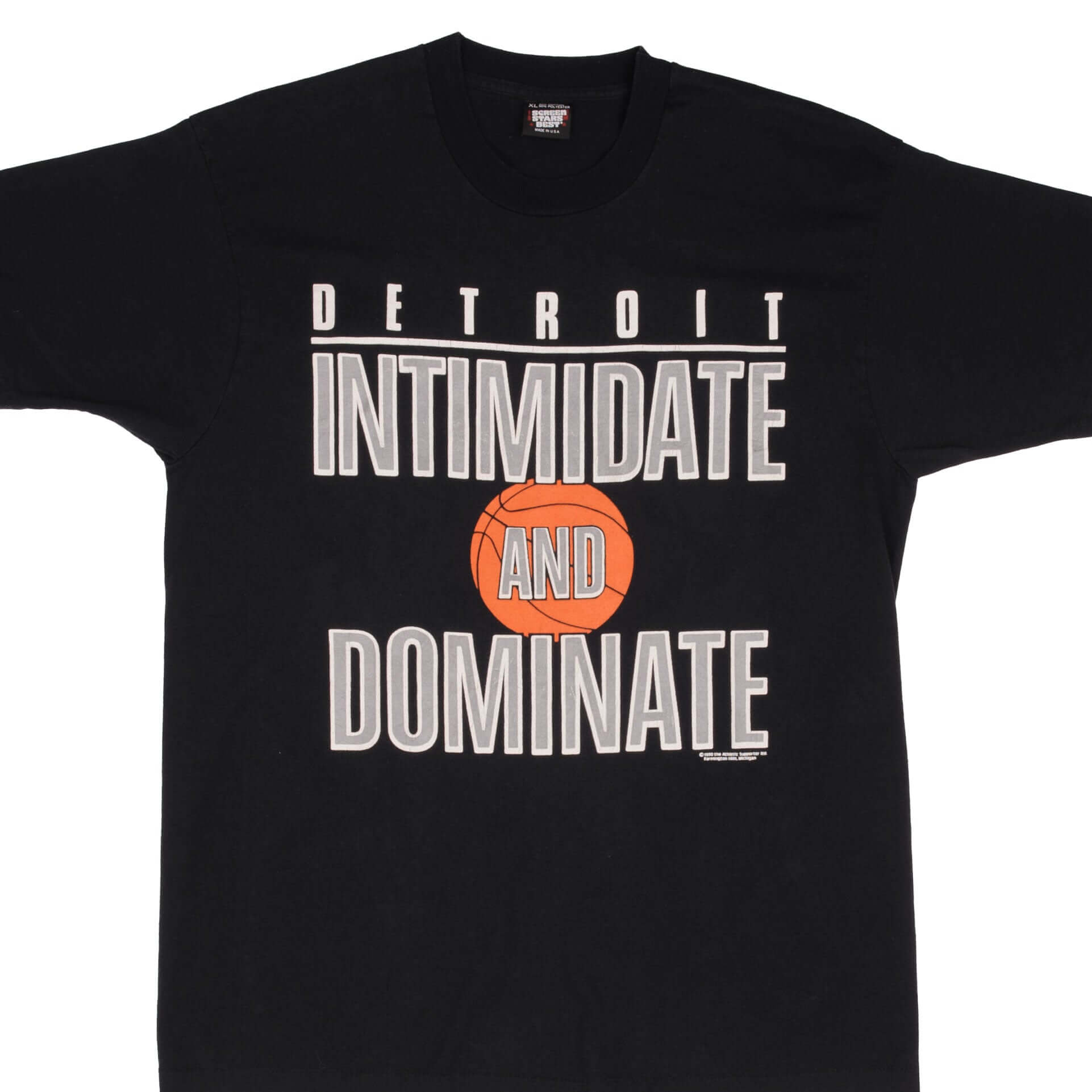 Vintage NBA Detroit Pistons Bad Boys Intimidate And Dominate Tee Shirt Size Large Made In USA With Single Stitch Sleeves