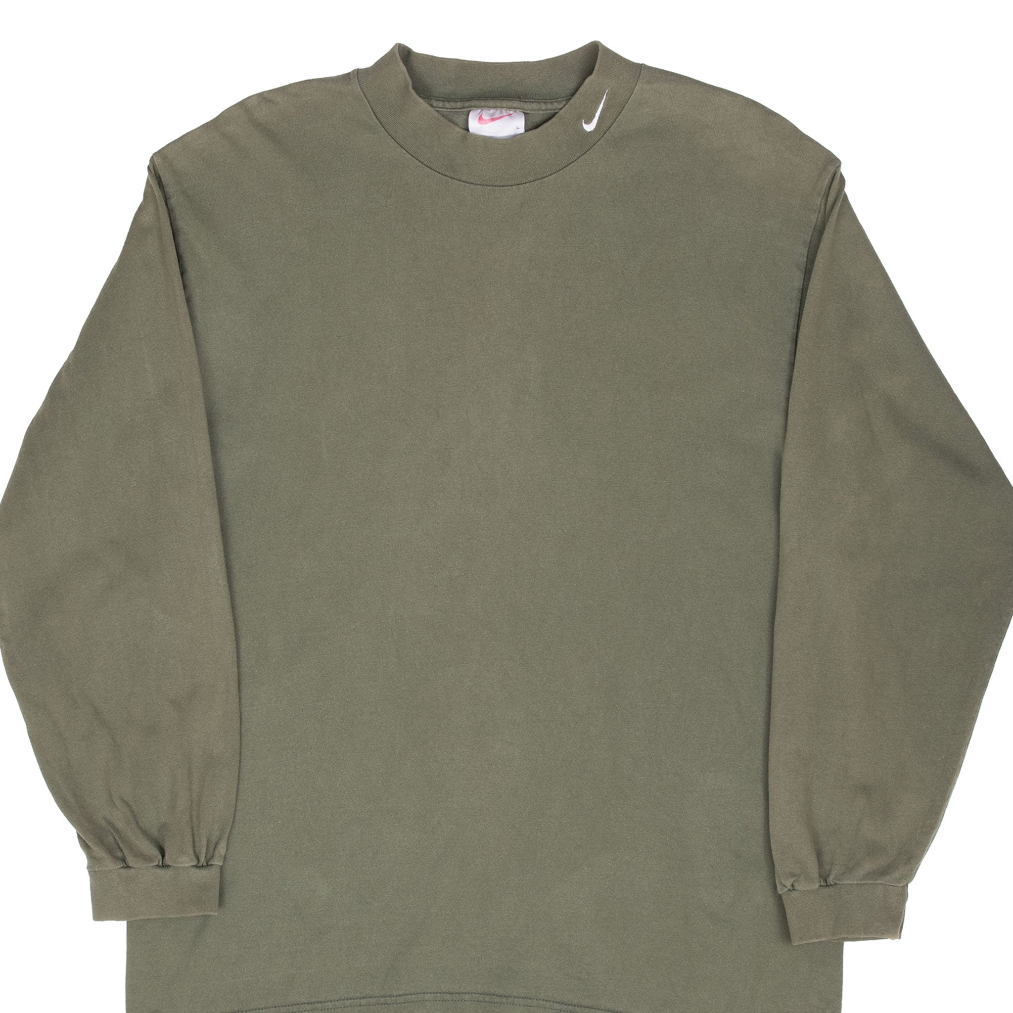 Vintage Nike Olive Green Long Sleeve Turtle Neck Tee Shirt 1990S Size Large