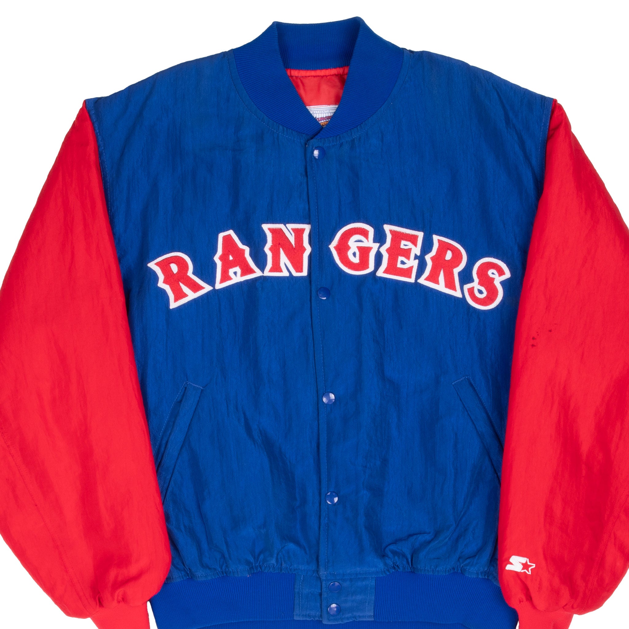 VINTAGE MLB TEXAS RANGERS STARTER BOMBER JACKET 1990S XL MADE IN