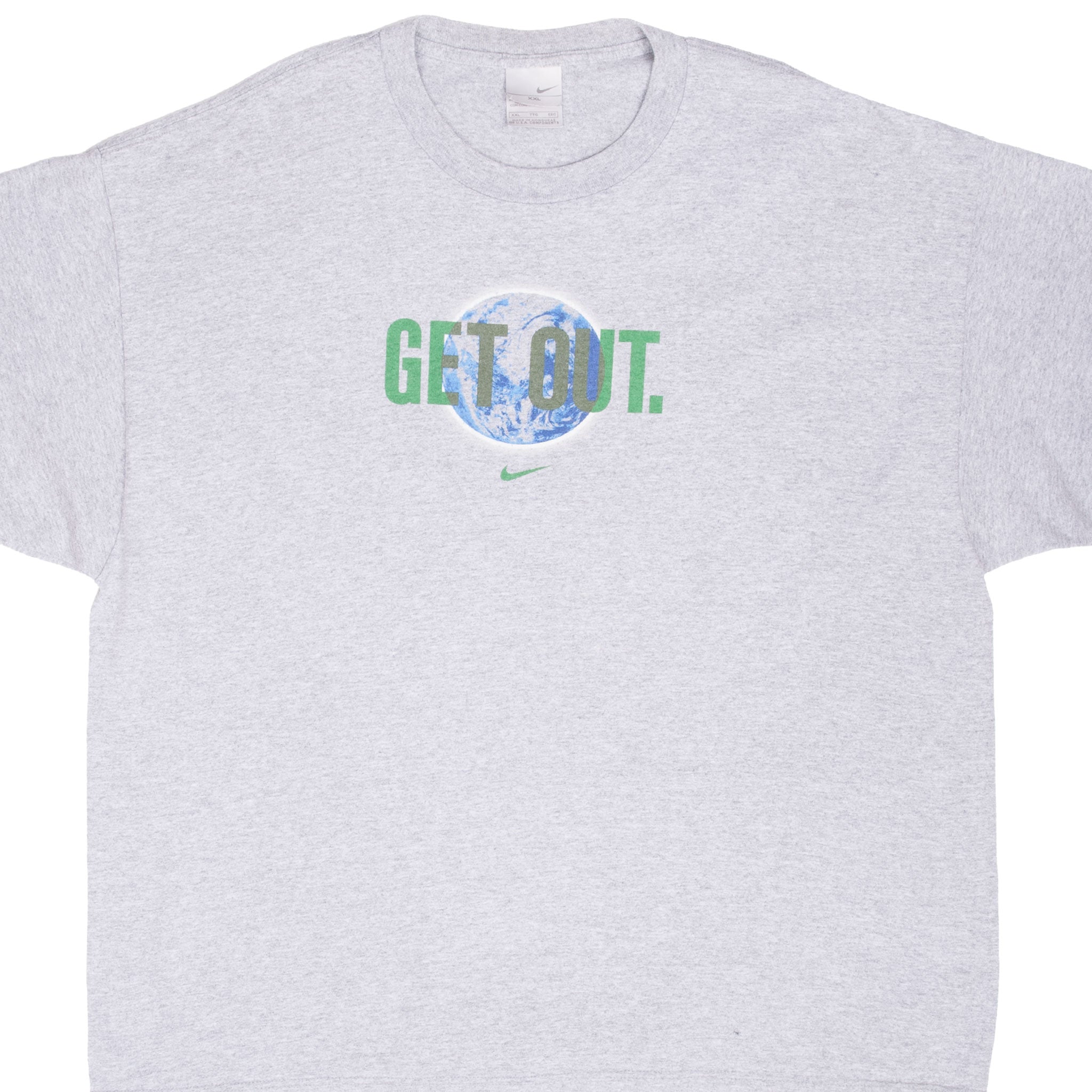 VINTAGE NIKE GET OUT EARTH GREY TEE SHIRT 2000S 2XL