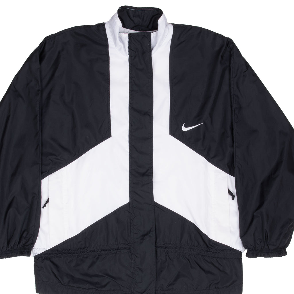 Vintage Nike Black And White Big Swoosh Windbreaker Jacket 1990S Size Small Women
