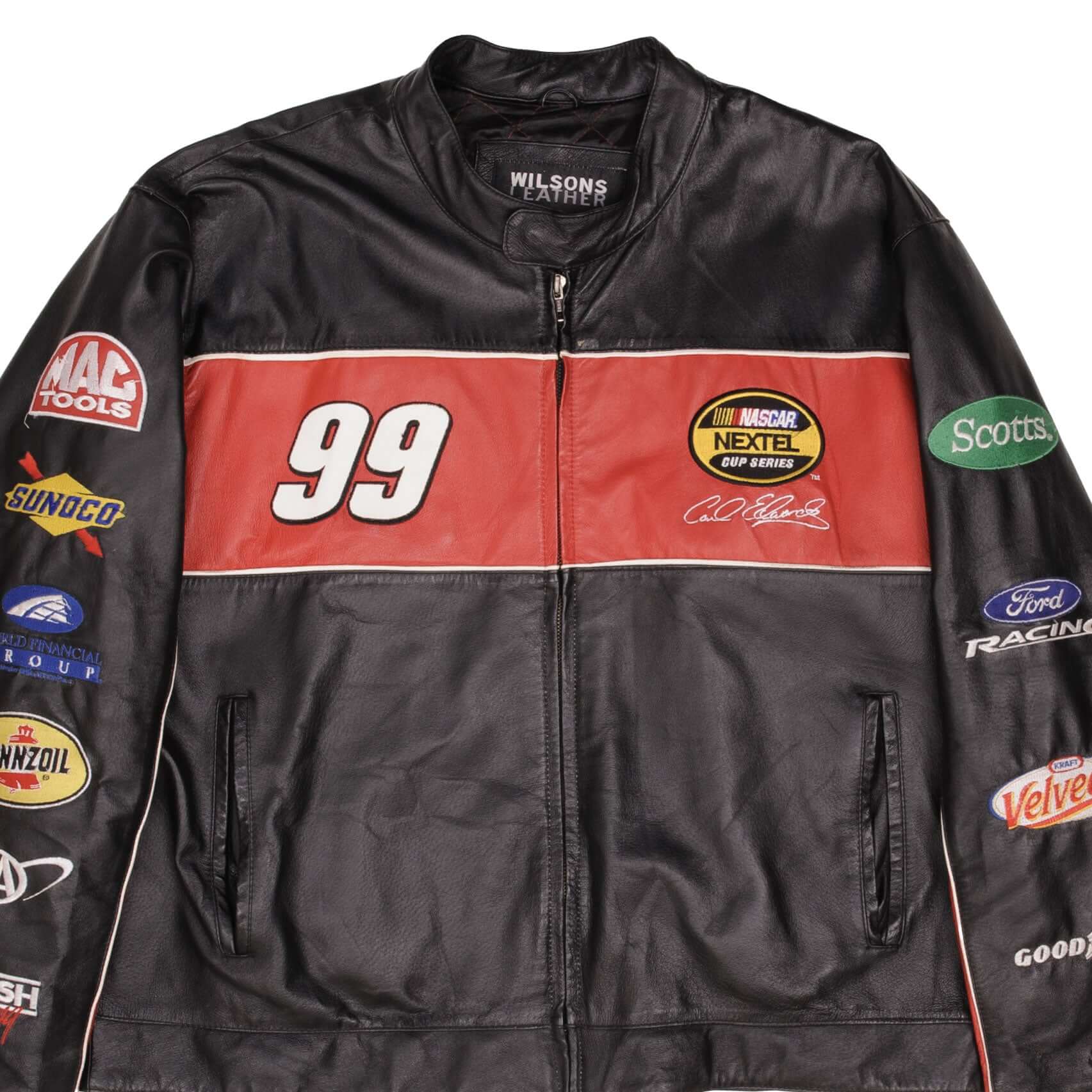 Vintage Nascar Carl Edwards #99 Leather Jacket 2000S Size XL
