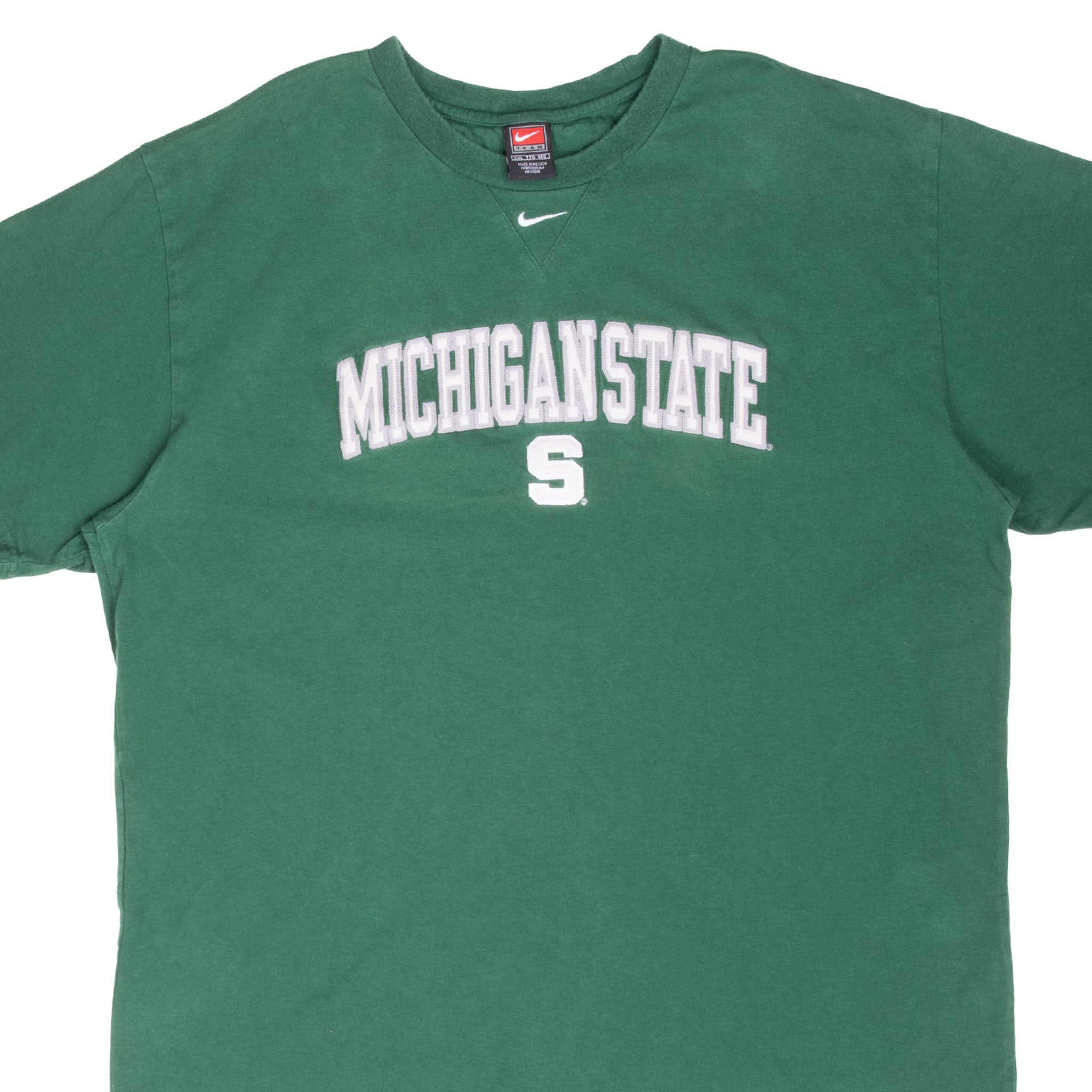 Vintage Nike Ncaa Michigan State Center Swoosh Tee Shirt 1990S Size 2XL