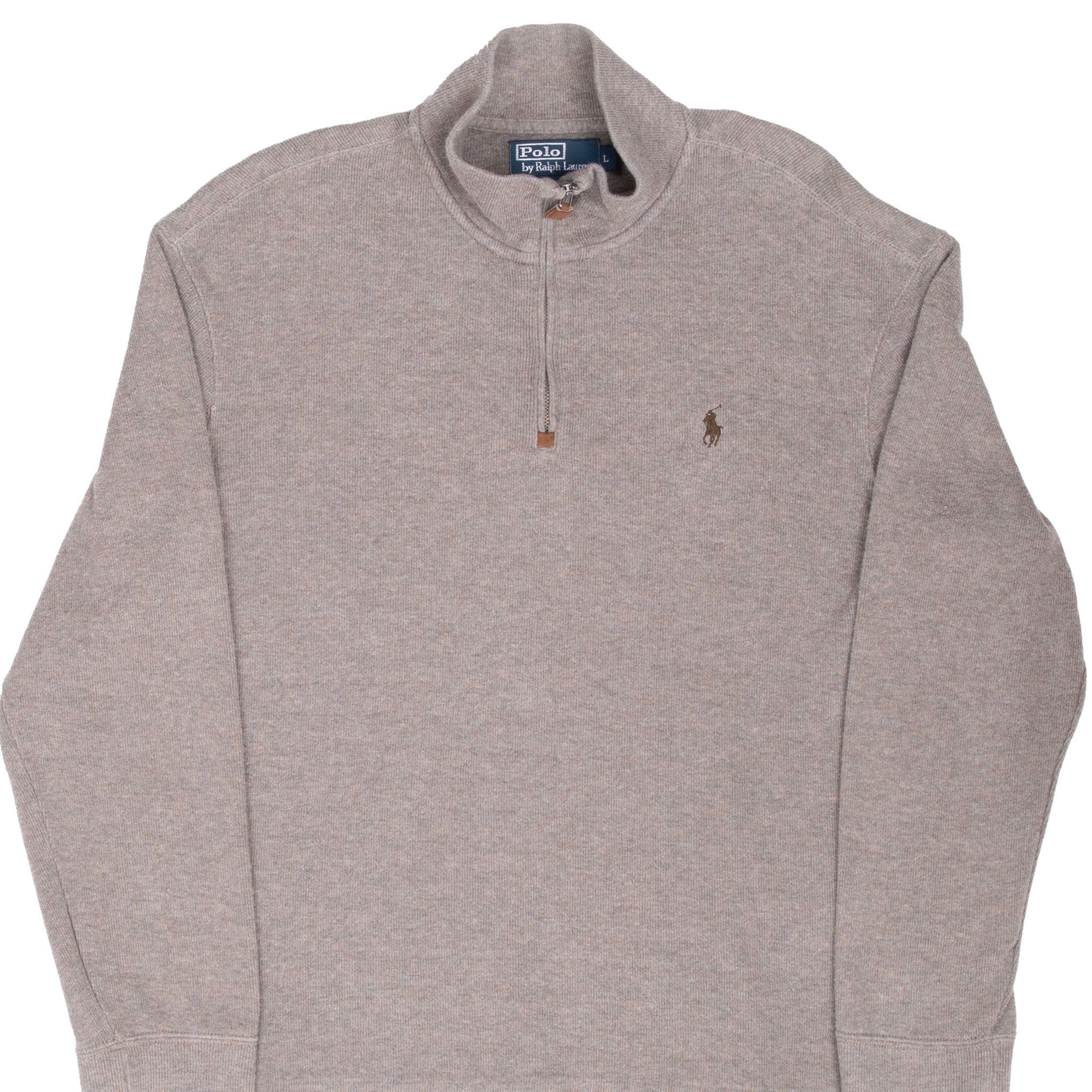 Vintage Polo Ralph Lauren Khaki Green Quarter 1/4 Zip Sweater 1990S Size Large