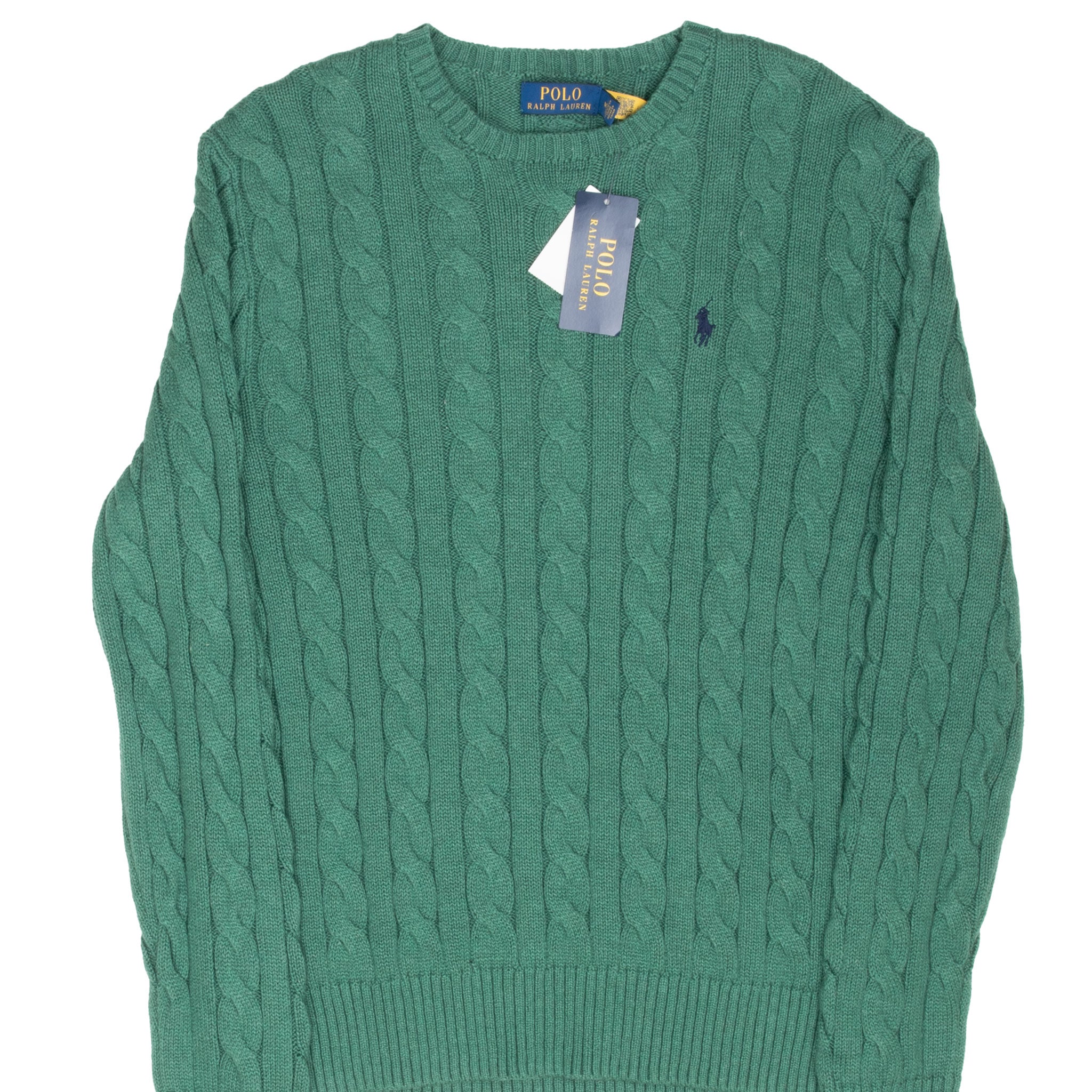 Vintage Polo Ralph Lauren Green Knit Sweater Size Medium Deadstock