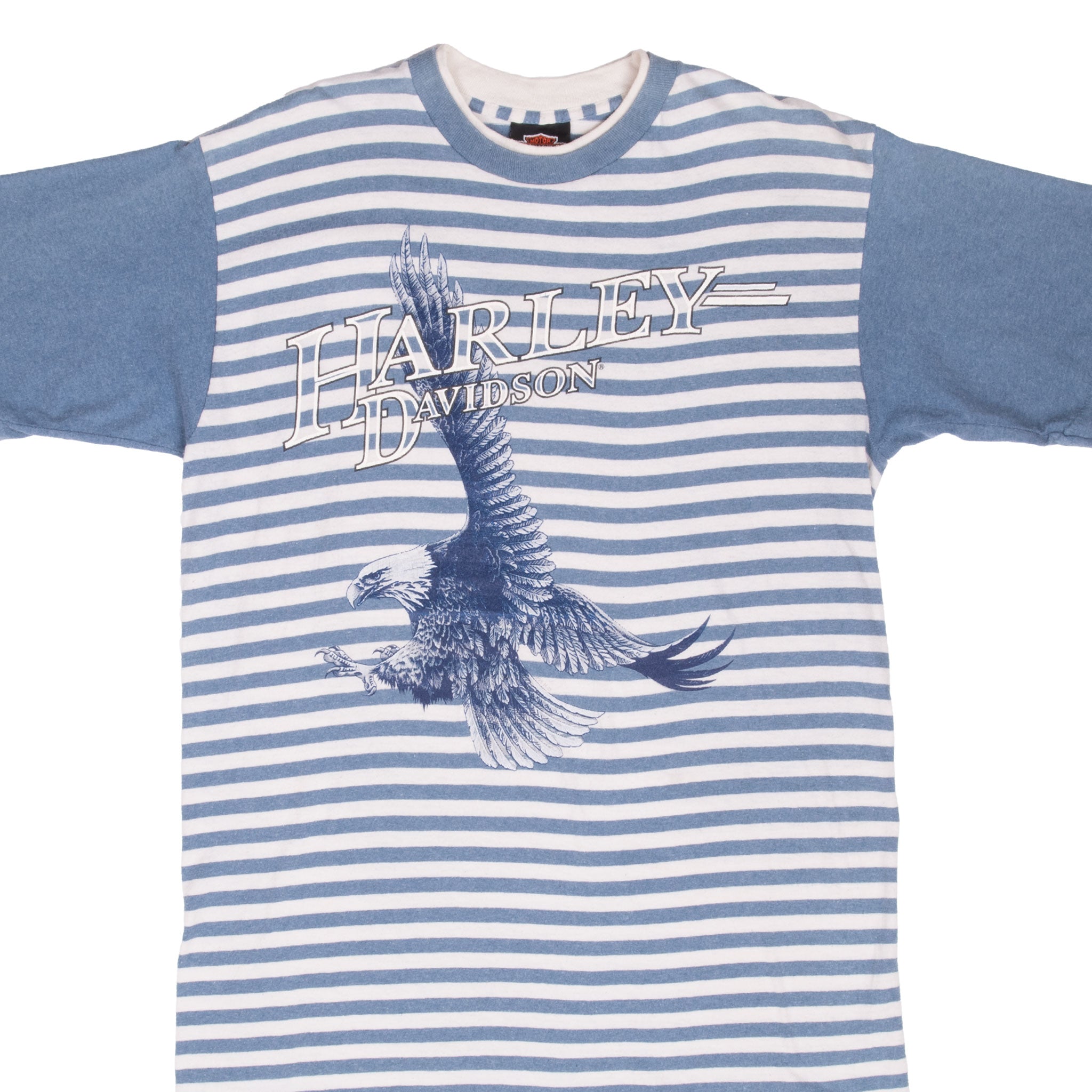 Vintage Harley Davidson Calton Mariniere Tee Shirt 1995 Size Medium Made In Usa With Single Stitch Sleeves