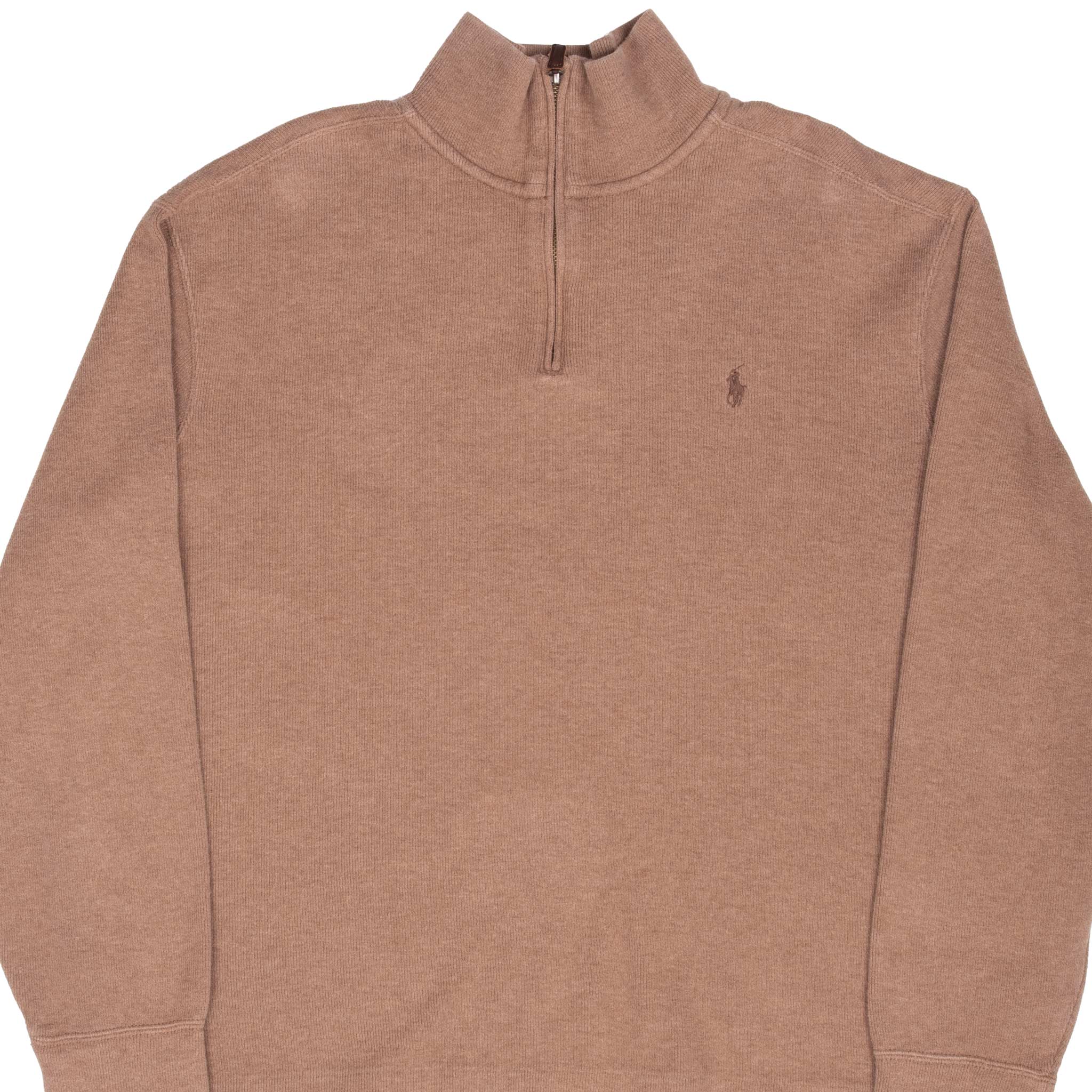 Vintage Polo Ralph Lauren Brown Quarter 1/4 Zip Sweater 1990S Size Large