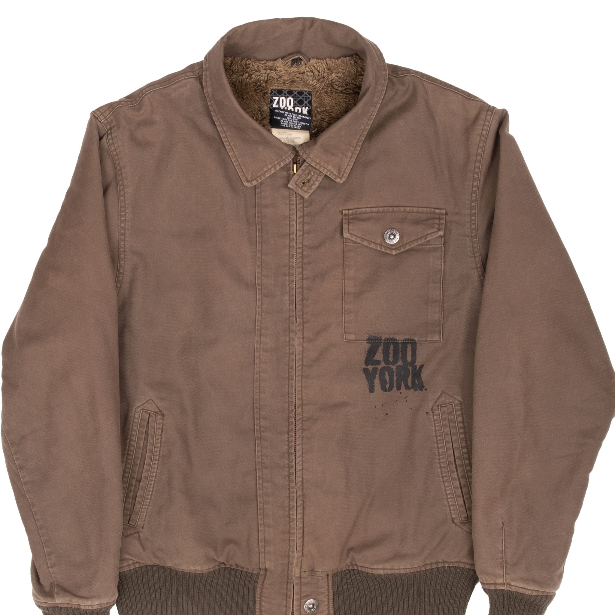 Vintage Zoo York Military Style Faux Fur Lined Deck Jacket Size Large 2000S