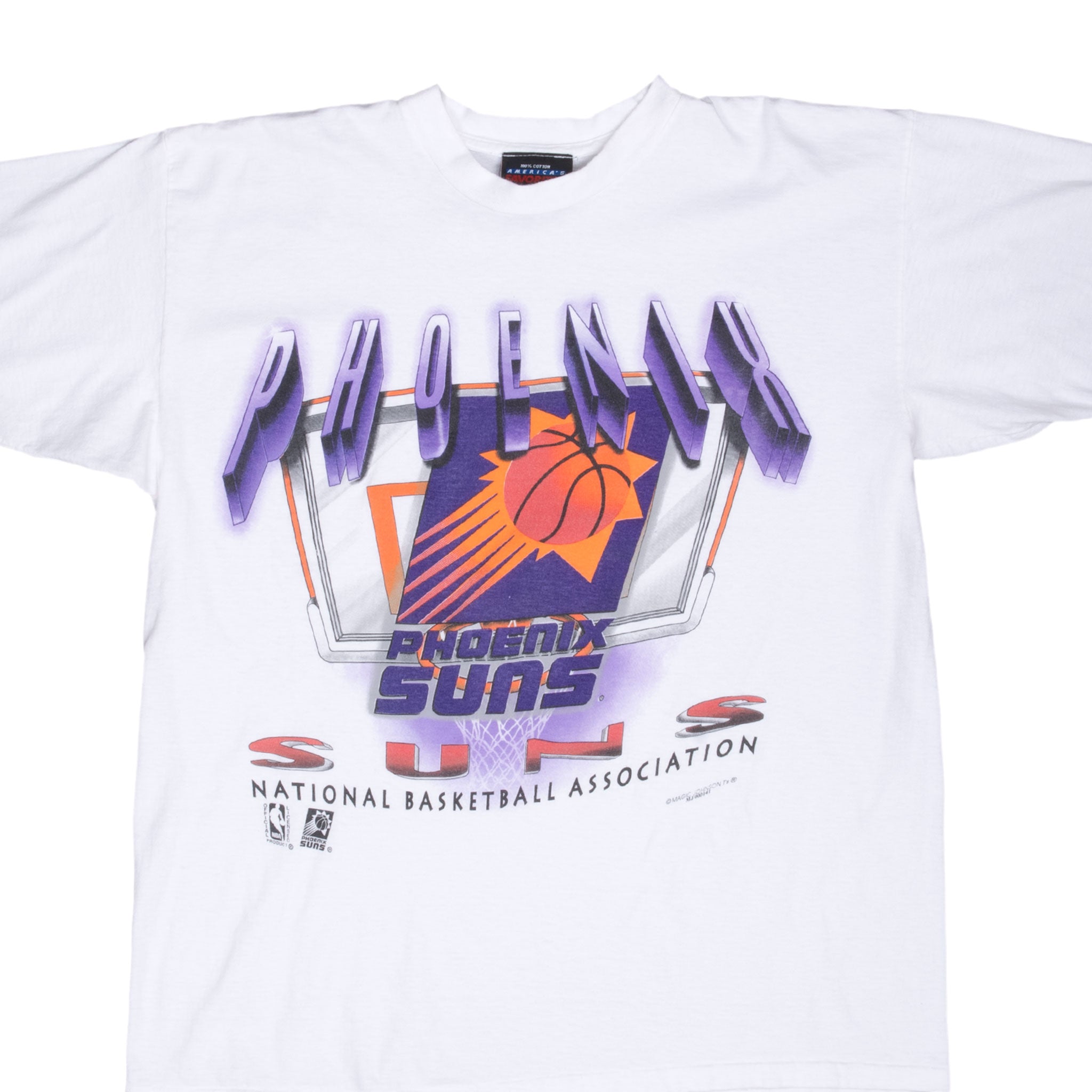 Vintage Nba Phoenix Suns 1990S White Tee Shirt Size XL Magic Johnson Tee Shirt With Single Stitch Sleeves