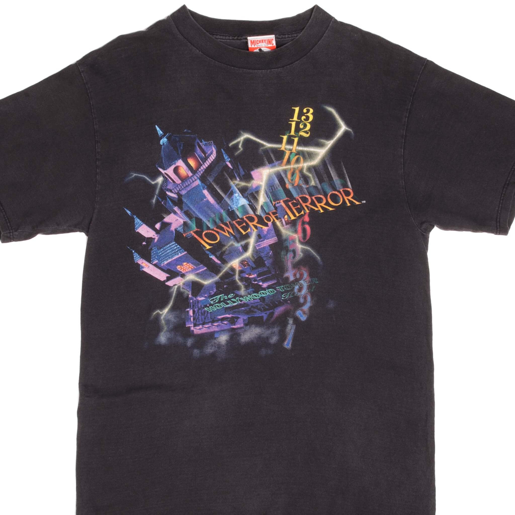 Vintage Walt Disney World The Hollywood Tower Of Terror Mickey Inc Tee Shirt Size Medium Made In USA