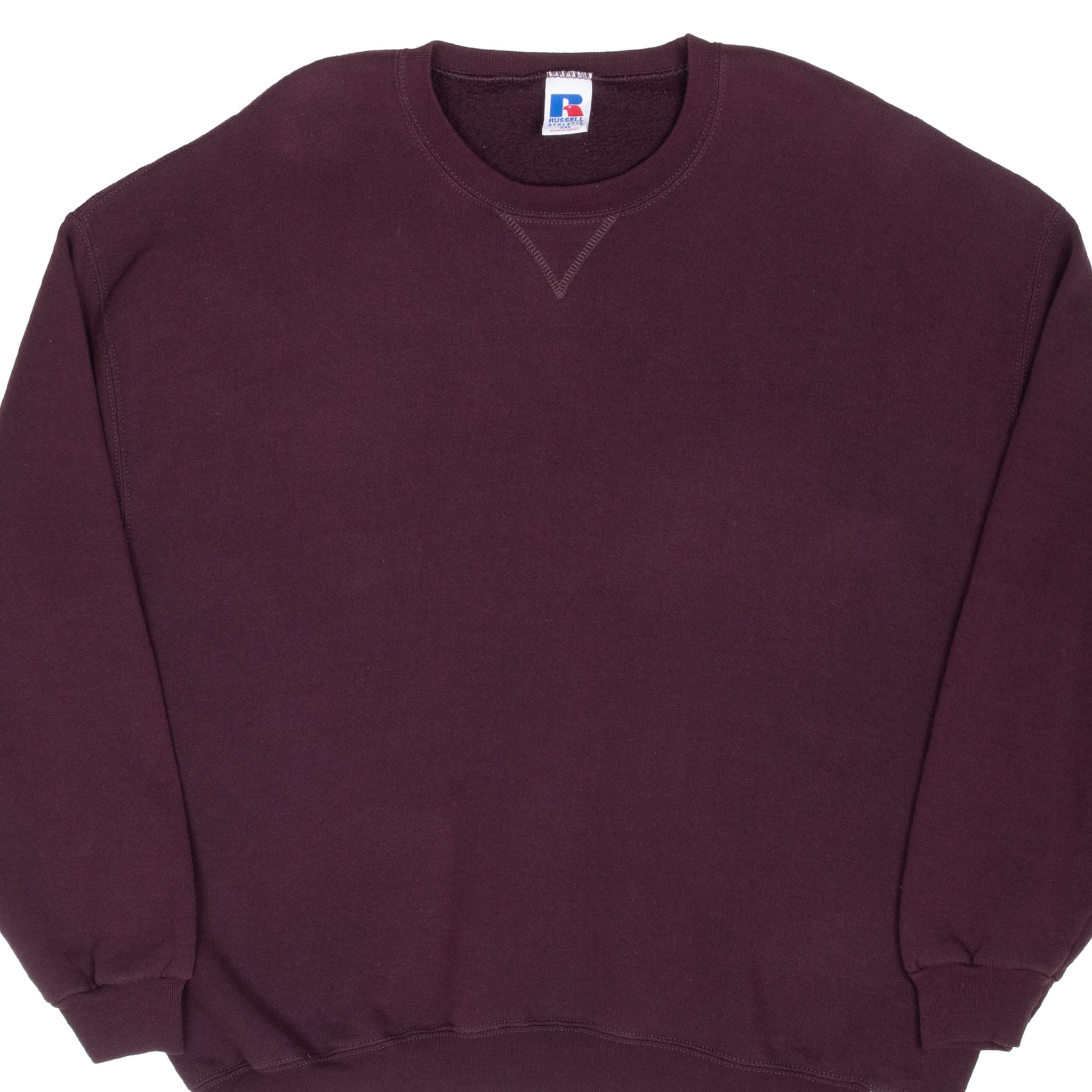 Vintage Russell Athletic Blank Burgundy Sweatshirt 1990s Size 2XL