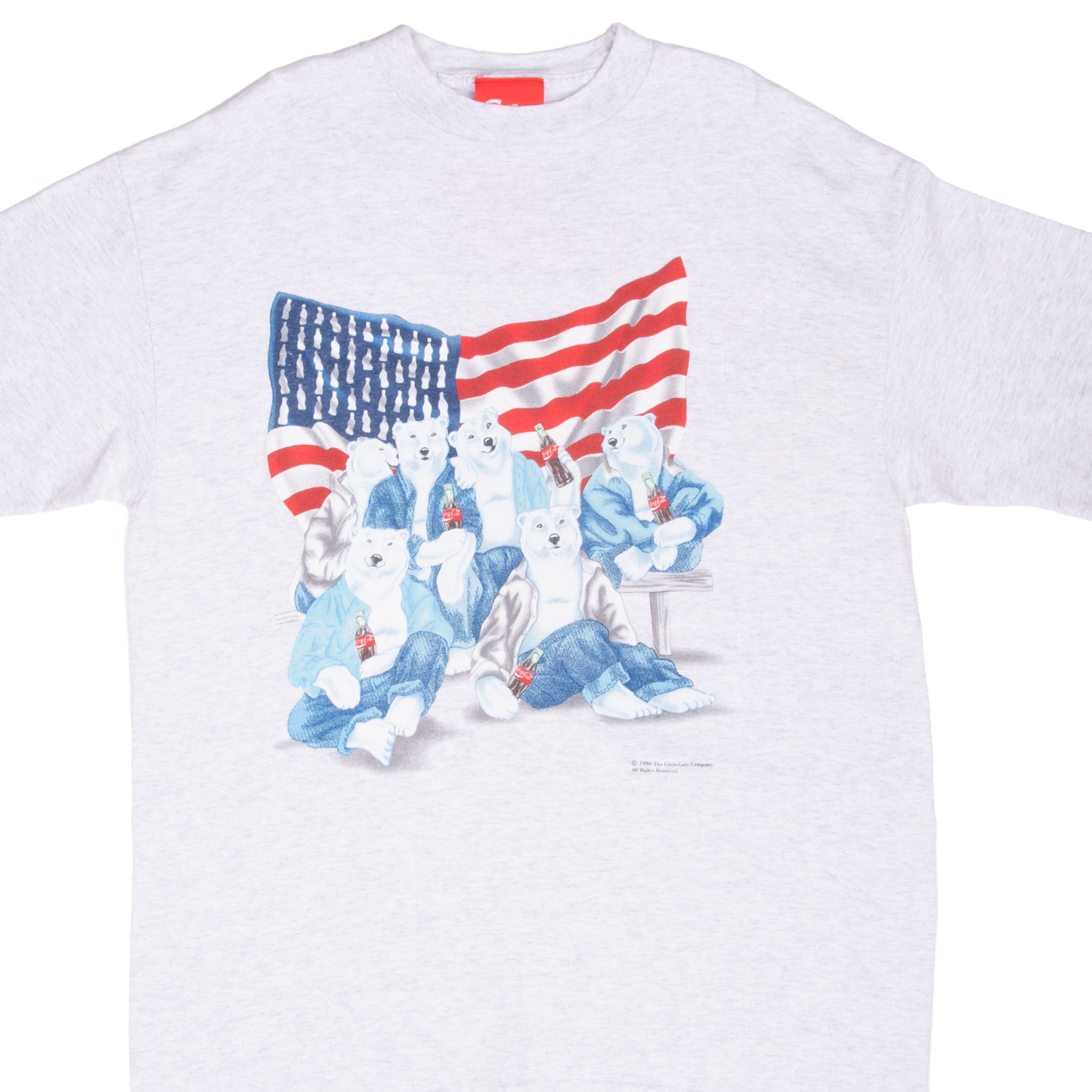 Vintage Coca Cola Polar Bears Tee Shirt 1996 Size XL Made In Usa With Single Stitch Sleeves