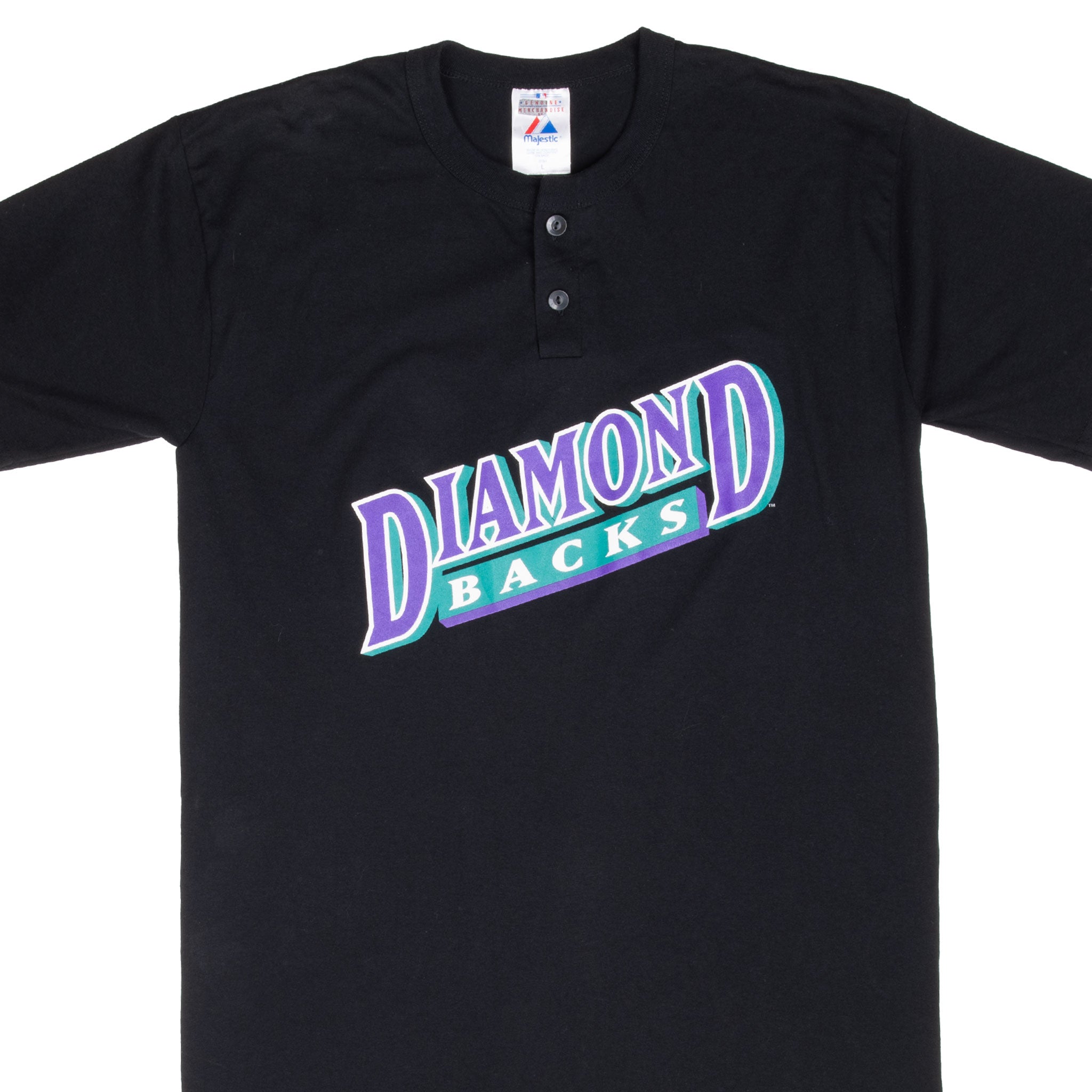 Vintage Mlb Arizona Diamondback Black Henley Tee Shirt 2000S Size XL