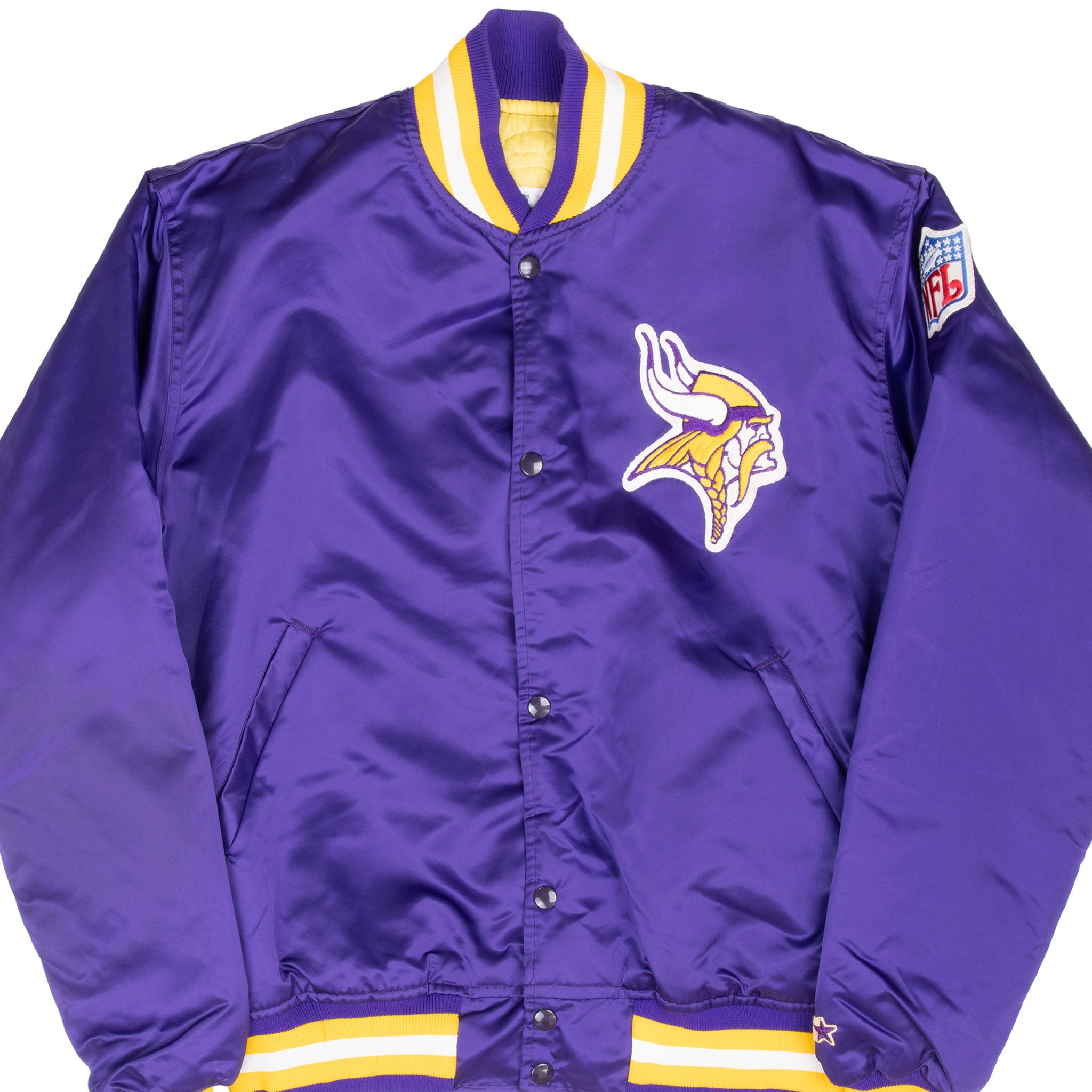 Vintage Nfl Minnesota Vikings Satin Starter Bomber Jacket 1990S Size Large Made In Usa