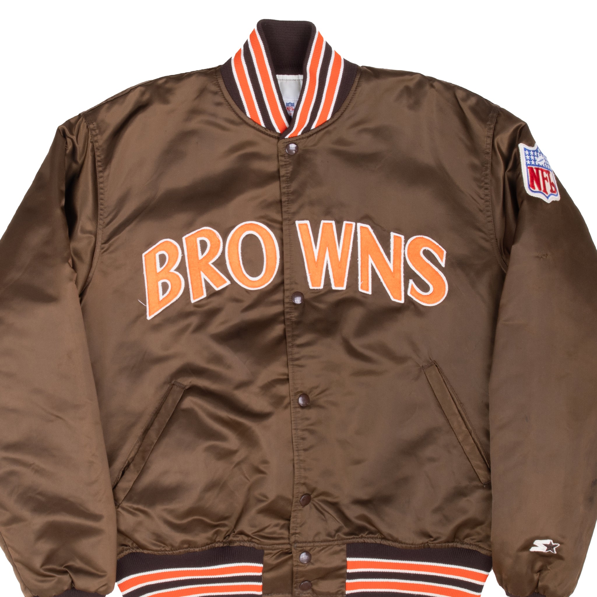 Vintage Nfl Cleveland Browns Starter Bomber Satin Jacket 1990S Size Large