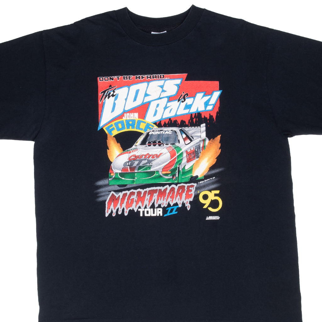 Vintage Nascar John Force 1995 Tee Shirt Size 2XL Made In Usa With Single Stitch Sleeves