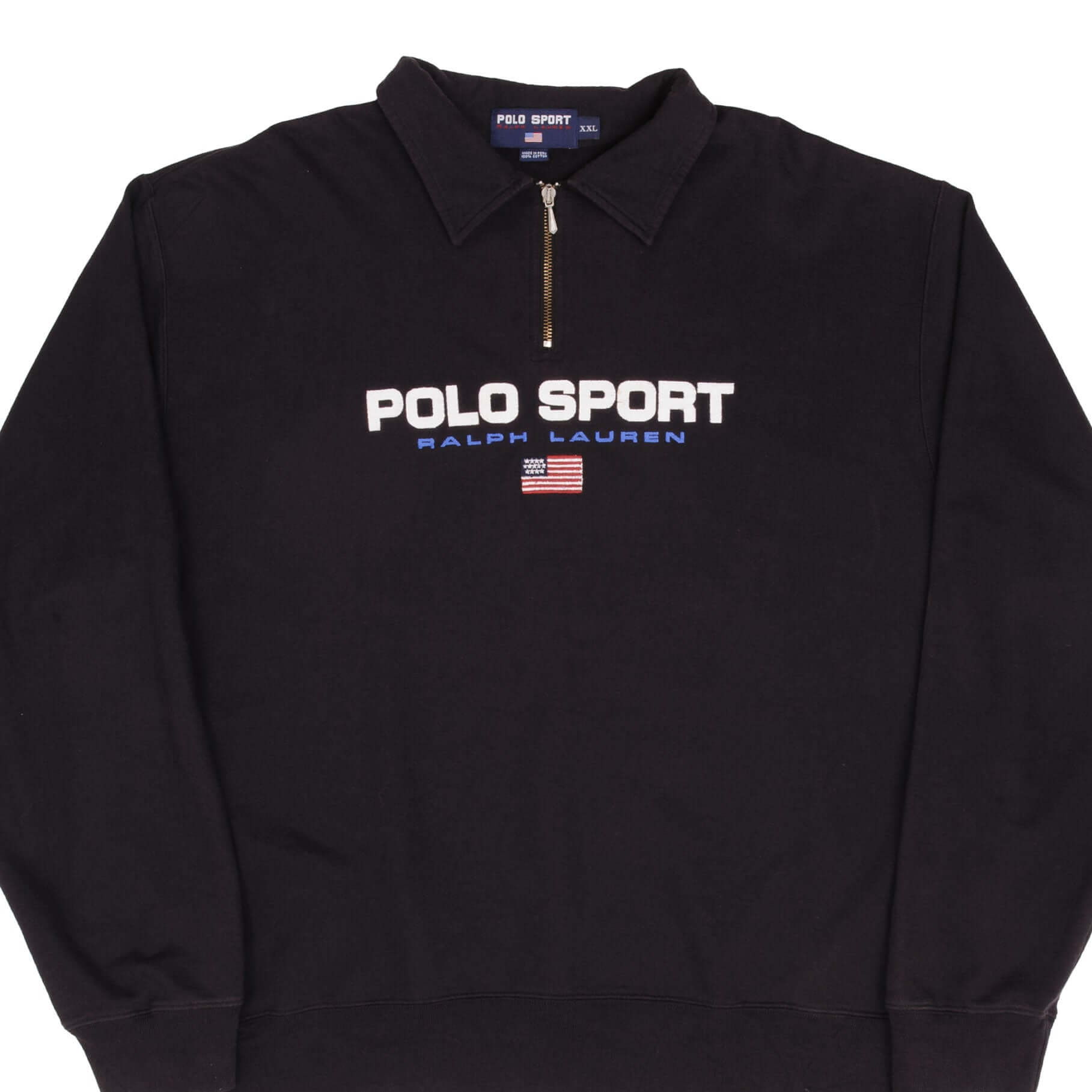 Vintage Polo Sport Ralph Lauren Quarter Zip Sweatshirt 1990S Size 2XL