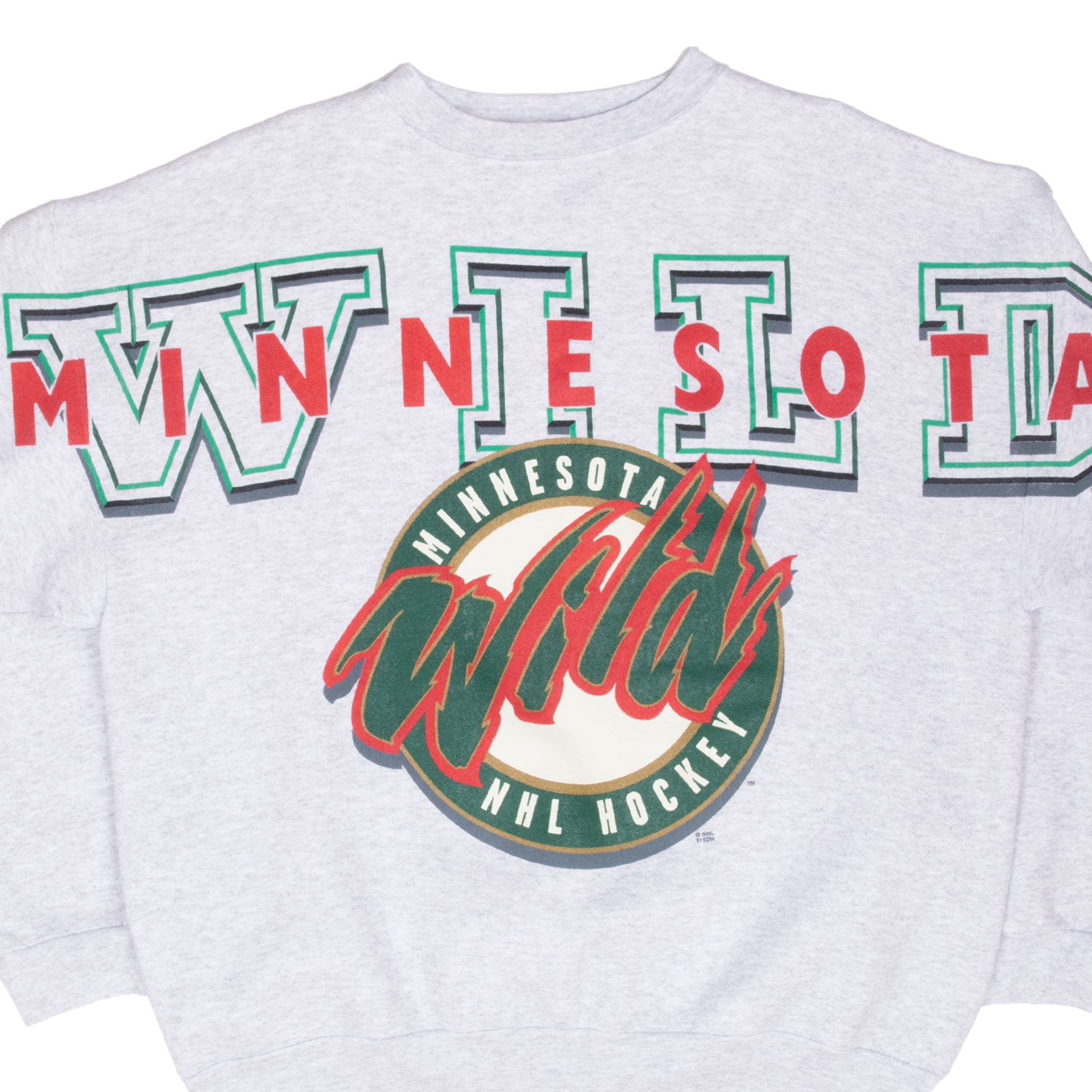 Vintage Nhl Minnesota Wild All Over Print Sweatshirt 1990S Size XL Made In Usa