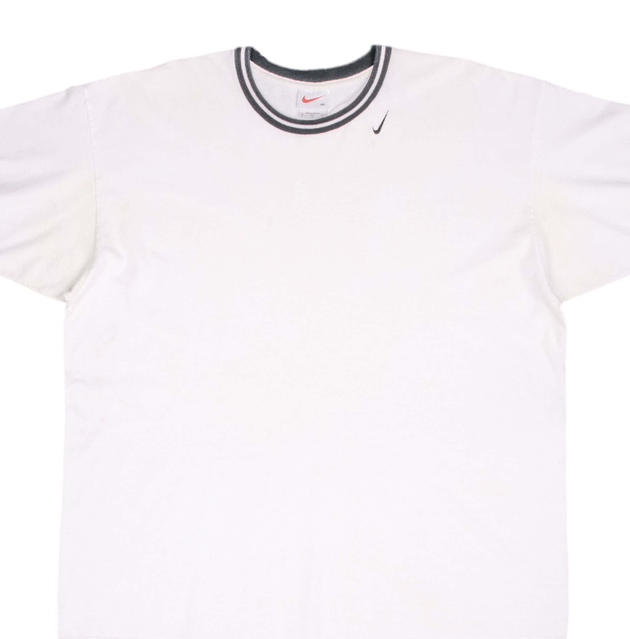 Vintage Nike Classic Neck Swoosh White Tee Shirt 1990S Size XL