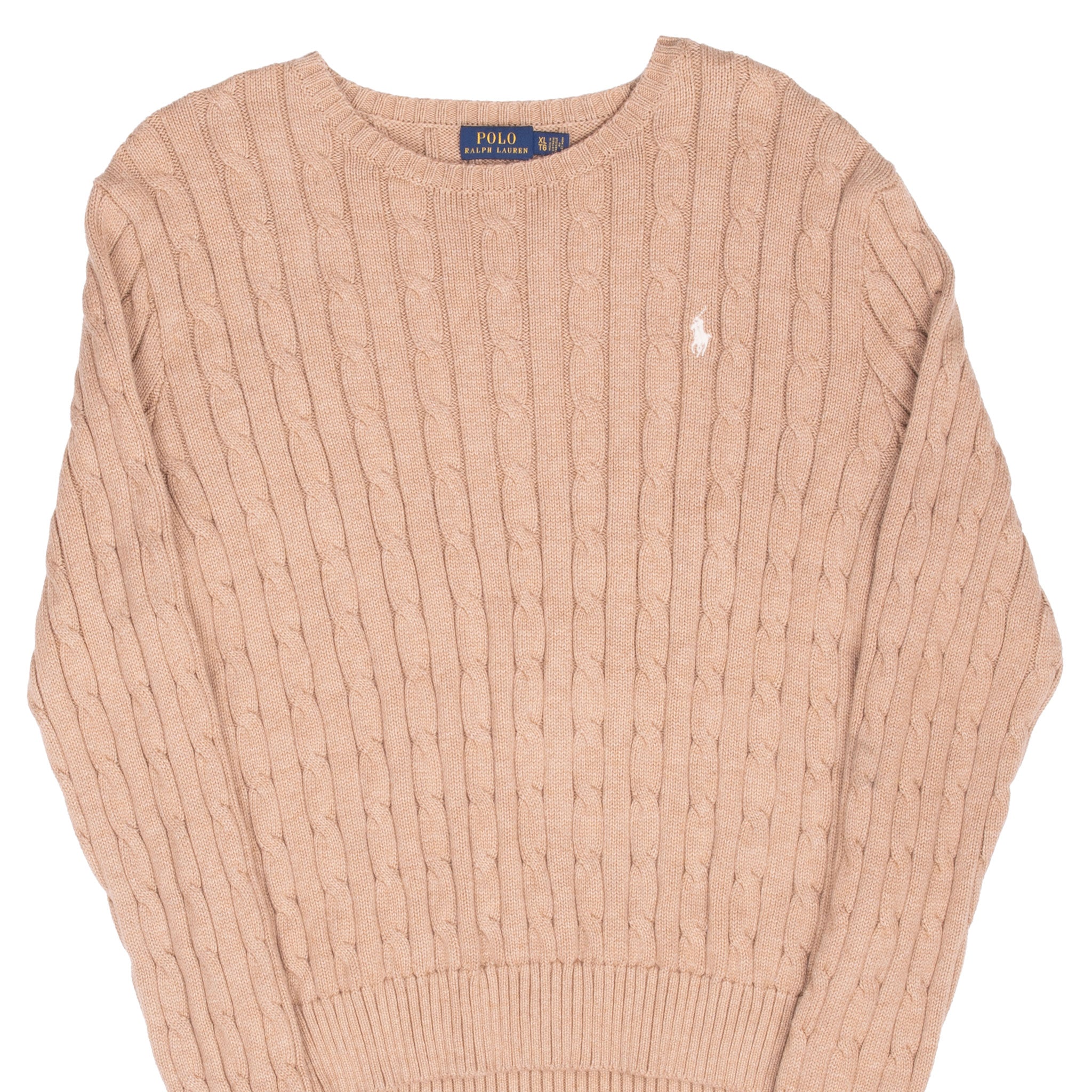 Vintage Polo Ralph Lauren Light Brown Knit Sweatshirt Size XL Women