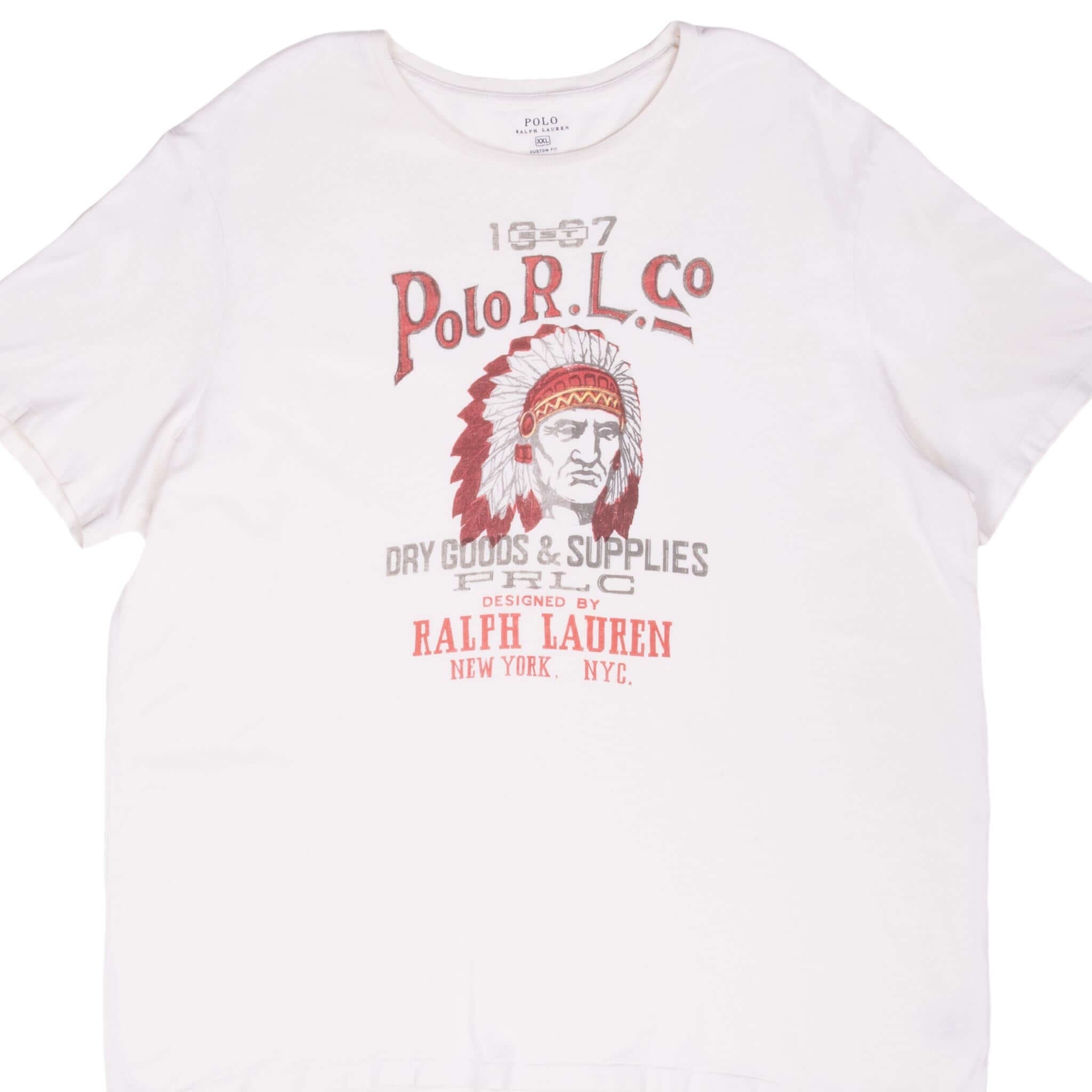 Polo Ralph Lauren Indians Chief White Tee Shirt Size 2XL