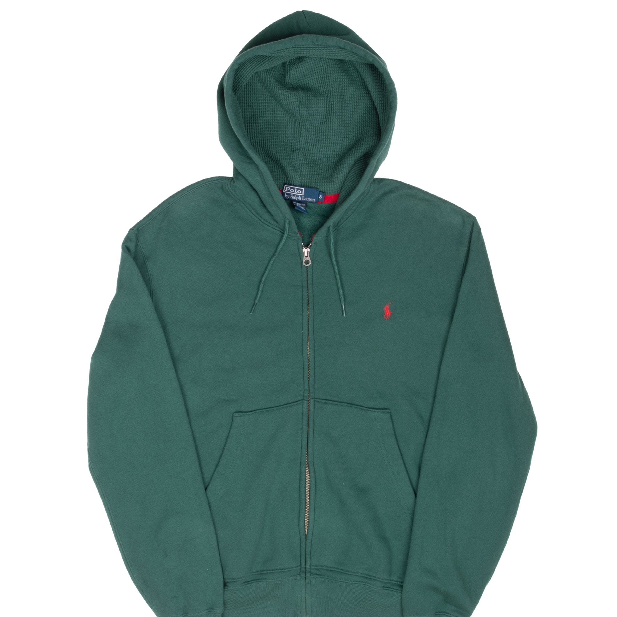 Vintage Polo Ralph Lauren Green Full Zip Hoodie Sweatshirt 1990S Size Small