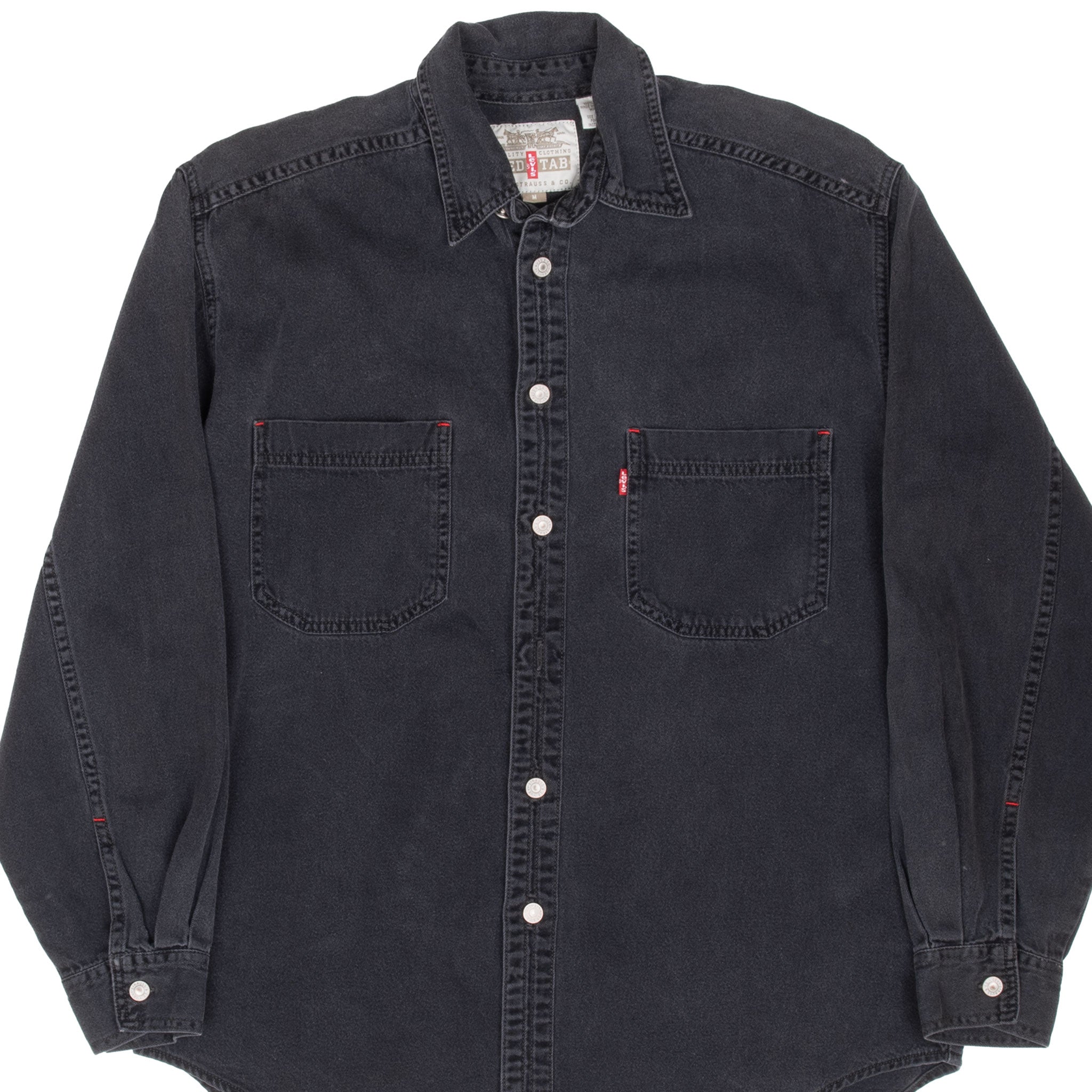 Vintage Levis Red Tab Denim Black Pocket Shirt 2000S Size Medium