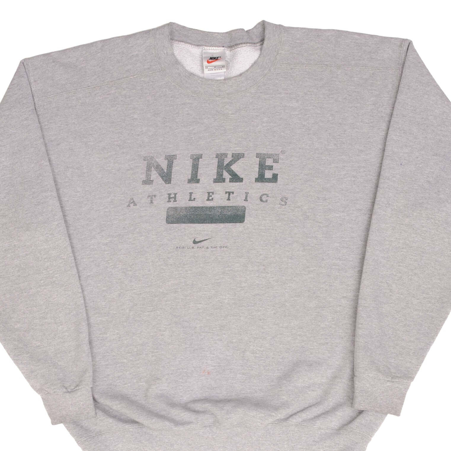 VINTAGE NIKE ATHLETICS SPELLOUT GREY SWEATSHIRT 1990S MEDIUM