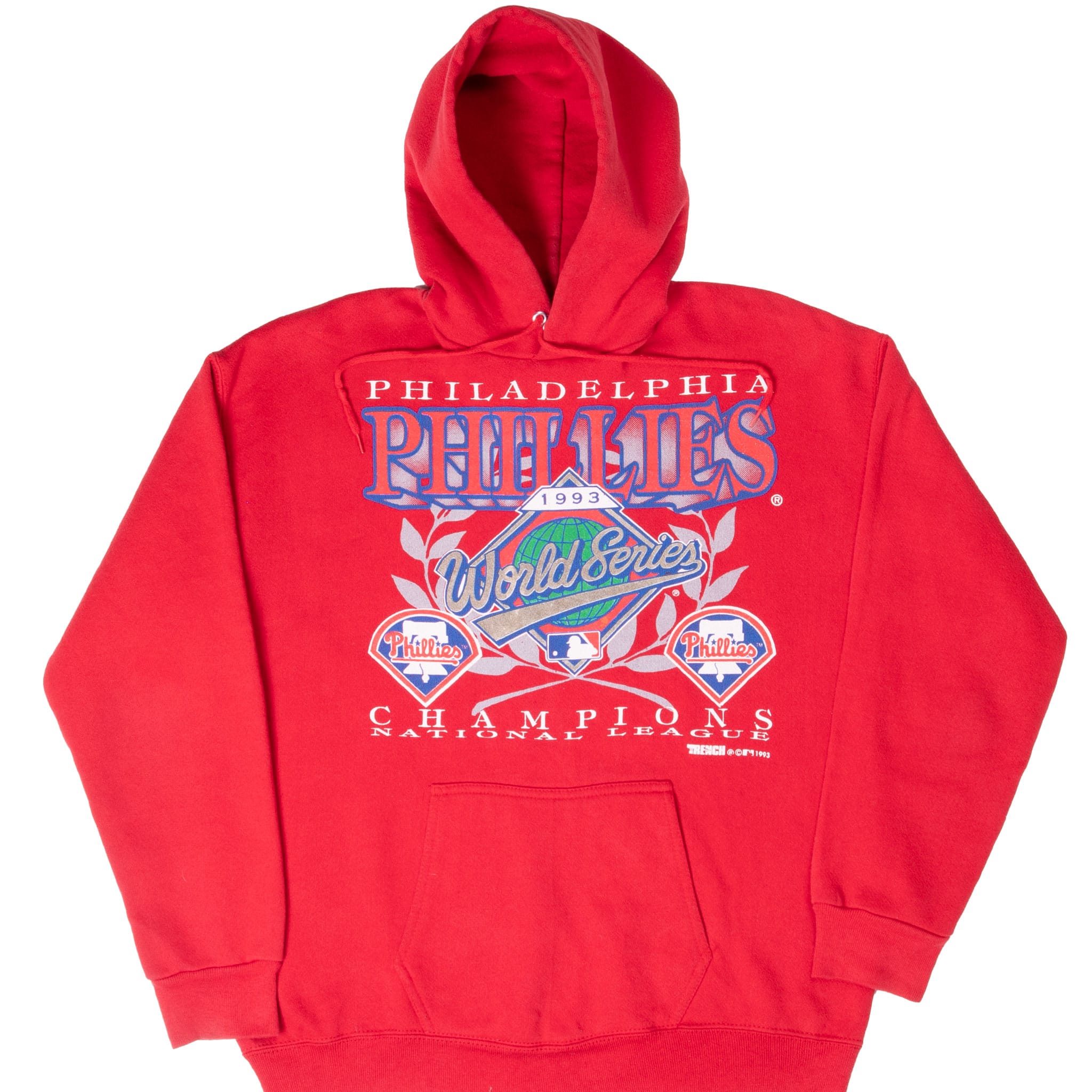 Front of red Philadelphia Phillies 1993 World Series Champions hoodie