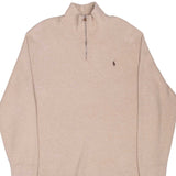 Vintage Polo Ralph Lauren Beige 1990S Quarter 1/4 Zip Sweater Size 2XL
