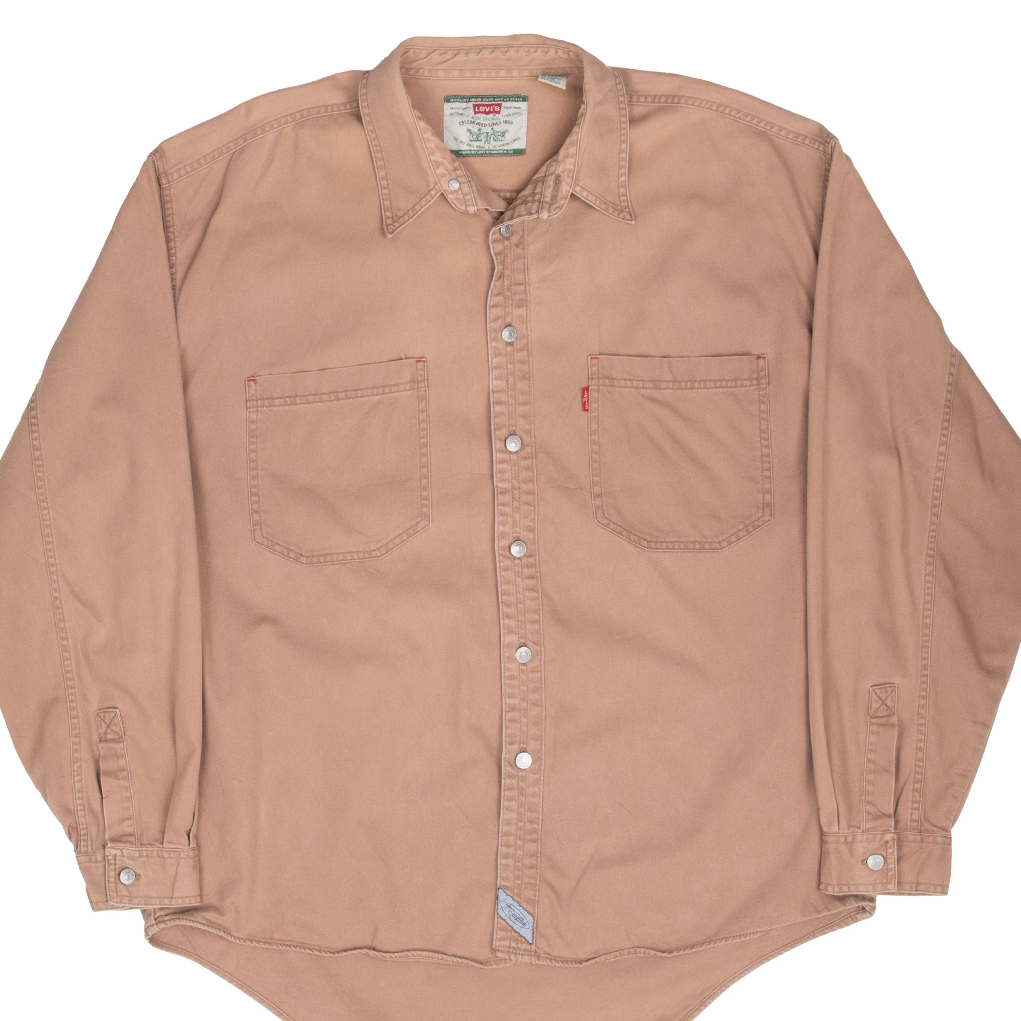 Vintage Levis Pocket Brown Denim Shirt 1990S Size XL