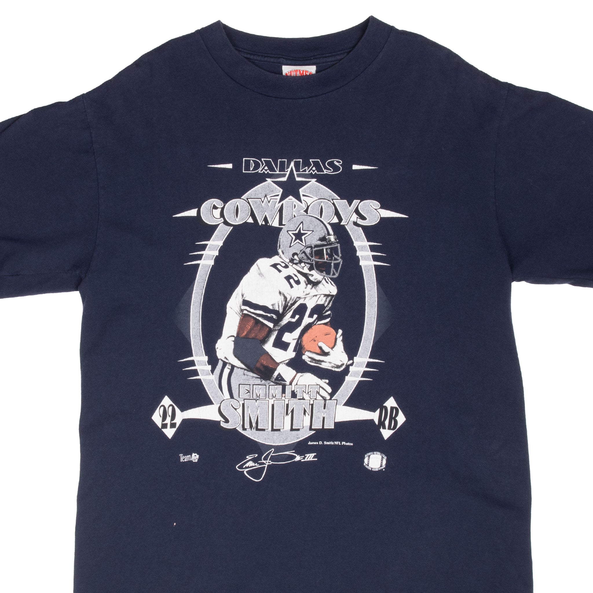 Vintage Nfl Dallas Cowboys Emmitt Smith 1990S Tee Shirt Size Large Made In Usa With Single Stitch Sleeves