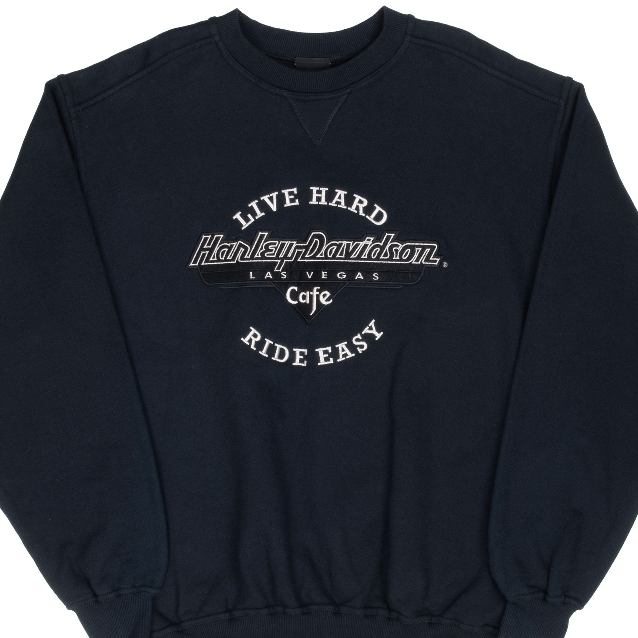 Vintage Harley Davidson Cafe Las Vegas Embroidered Crewneck Sweatshirt 2000S Size Large