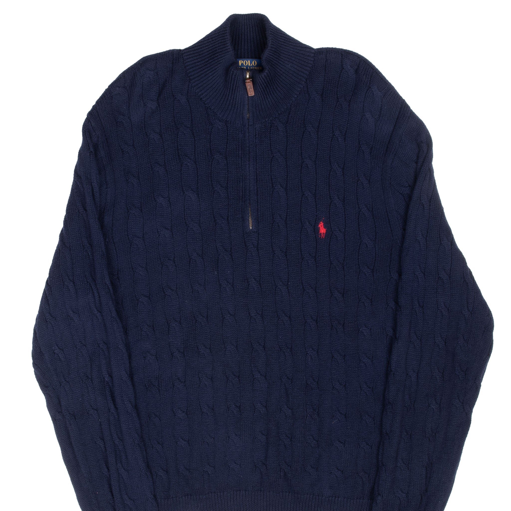Vintage Polo Ralph Lauren Navy Blue Knit Quarter 1/4 Zip Sweater Size 2XL