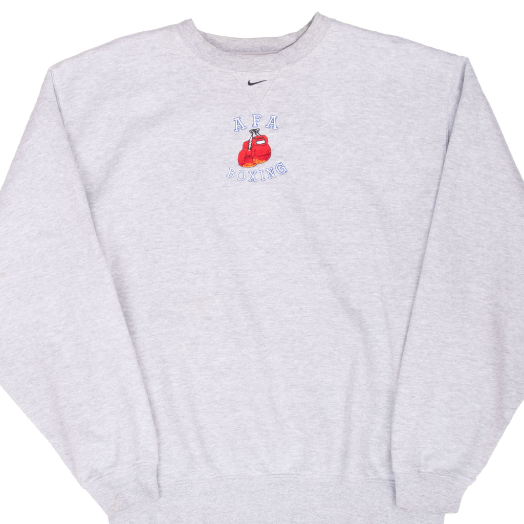 Vintage Nike Center Swoosh Afa Boxing Grey Sweatshirt 1990S Size Large