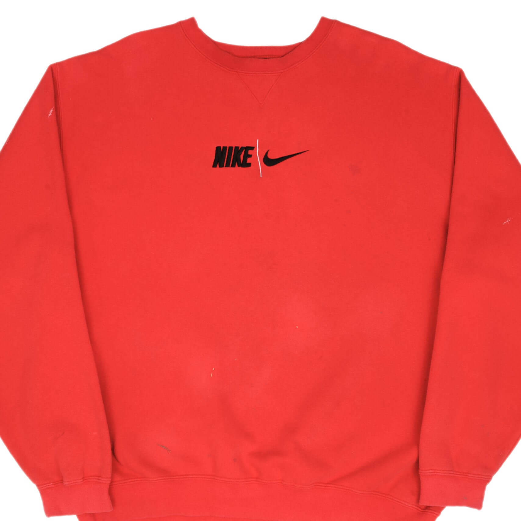 Vintage Nike Spellout Swoosh Red Sweatshirt 1990S Size XL