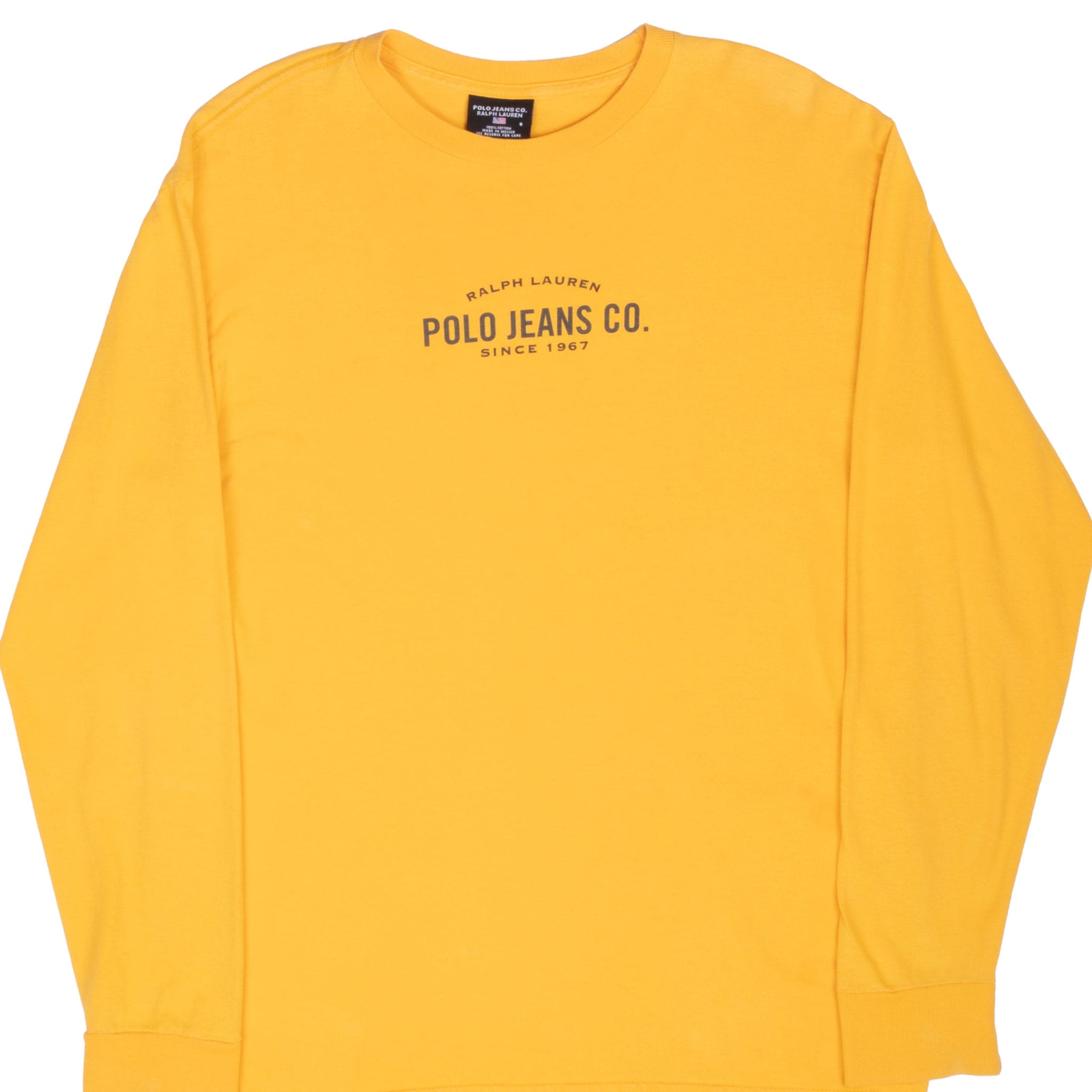 Vintage Ralph Lauren Polo Jeans Yellow Long Sleeve Tee Shirt Size Small