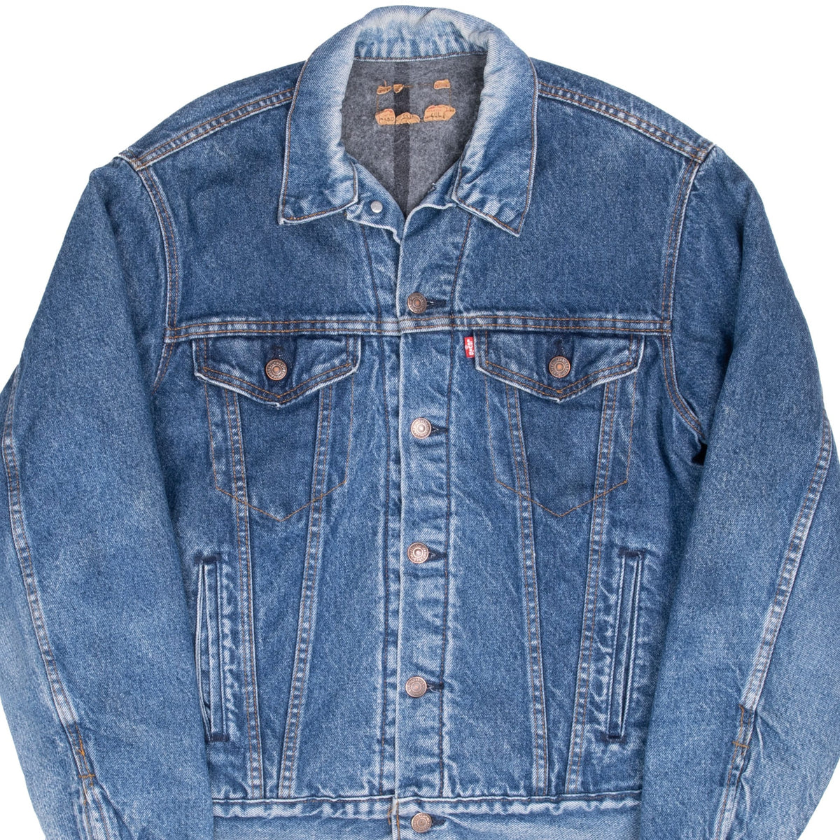 Vintage Levi's Indigo Blue Four-Pocket Blanket-Lined Jacket 1980s Size 40L Made in USA