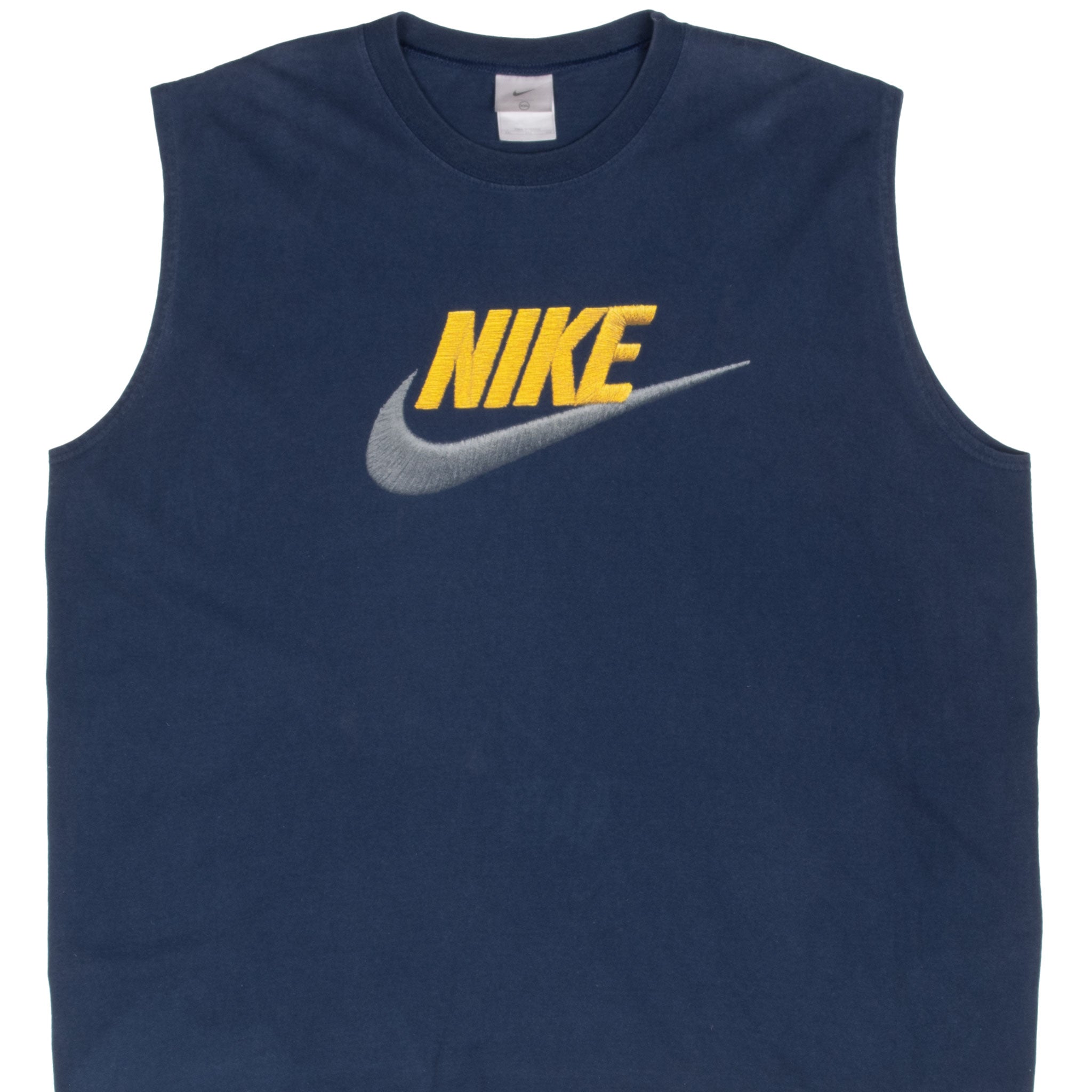 Vintage Nike Spellout Navy Blue Tank Top Tee Shirt 2000S Size 2XL