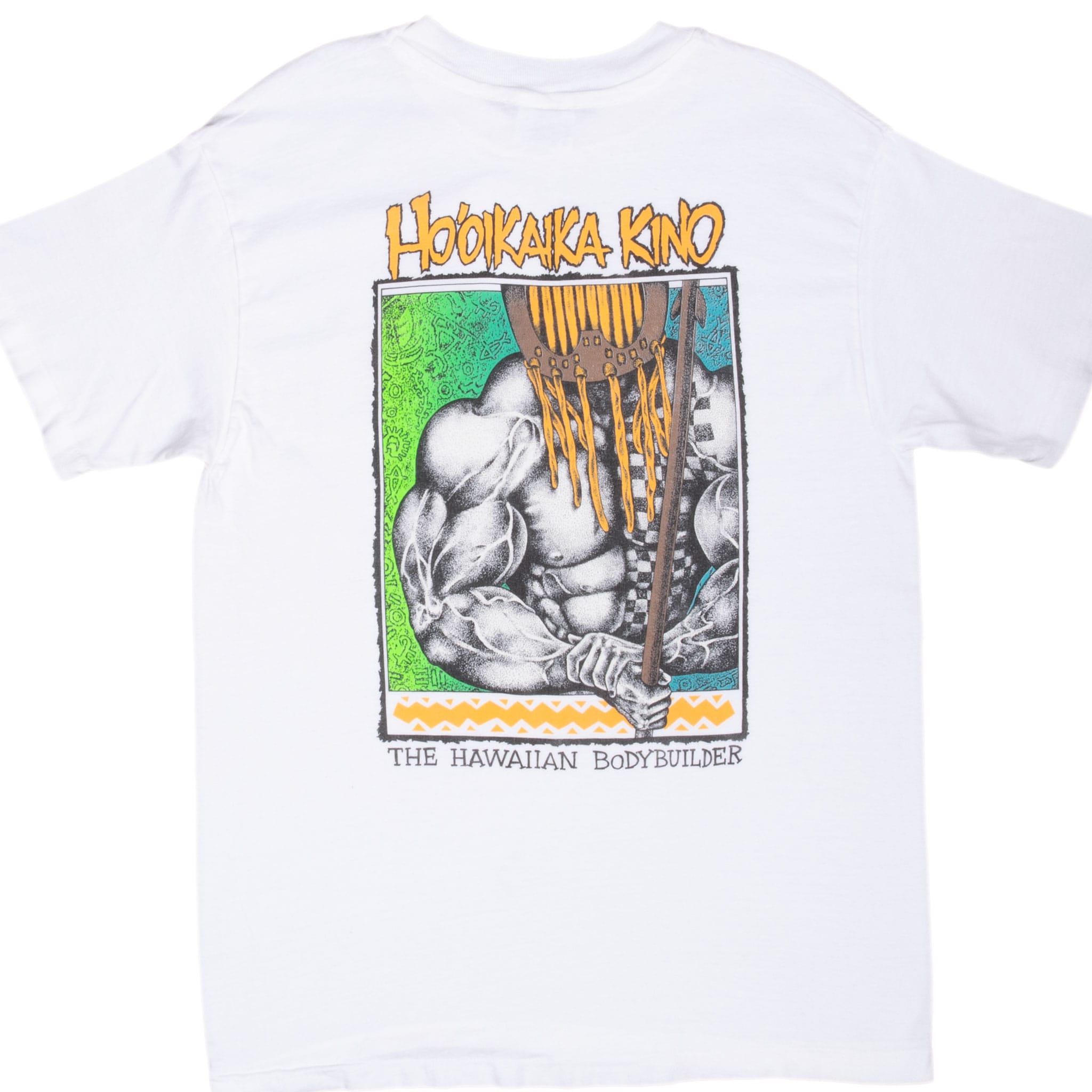 Vintage Hawaii Island Warior Ho'oikaika Kino Bodybuilding Tee Shirt 1990S Medium Made In Usa With Single Stitch Sleeves