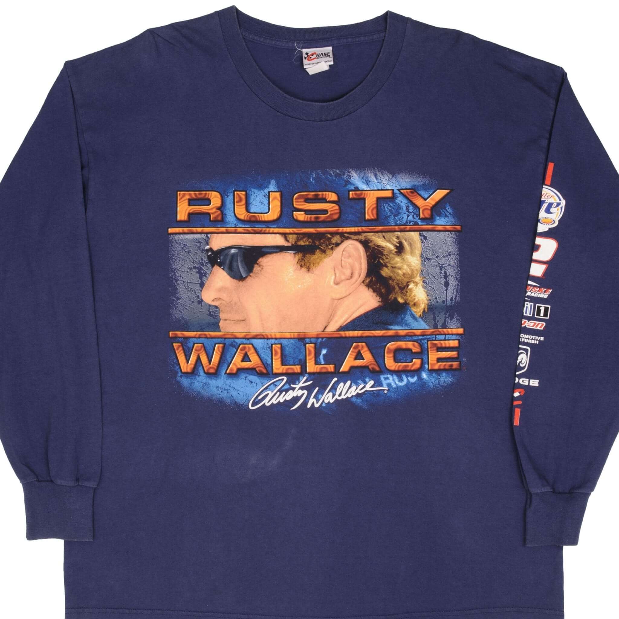 Vintage Nascar Rusty Wallace Live To Race Race To Live 1990s Long Sleeve Tee Shirt Size XL