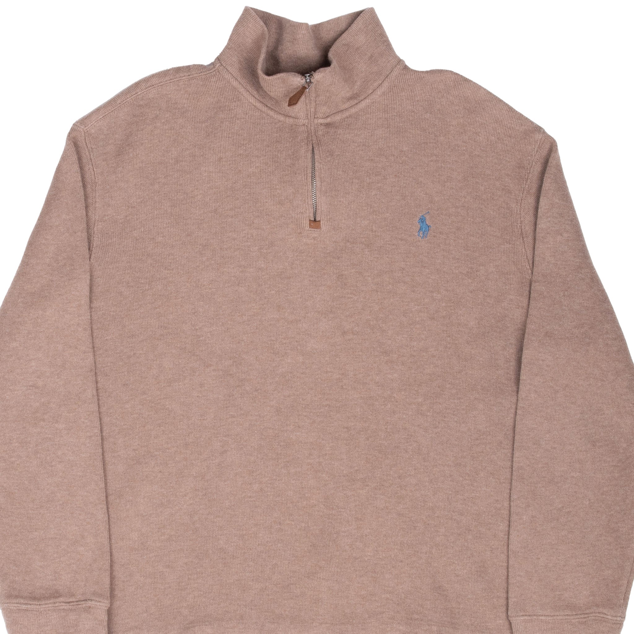 Vintage Polo Ralph Lauren Beige Quarter Zip Sweatshirt Size Large 1990S